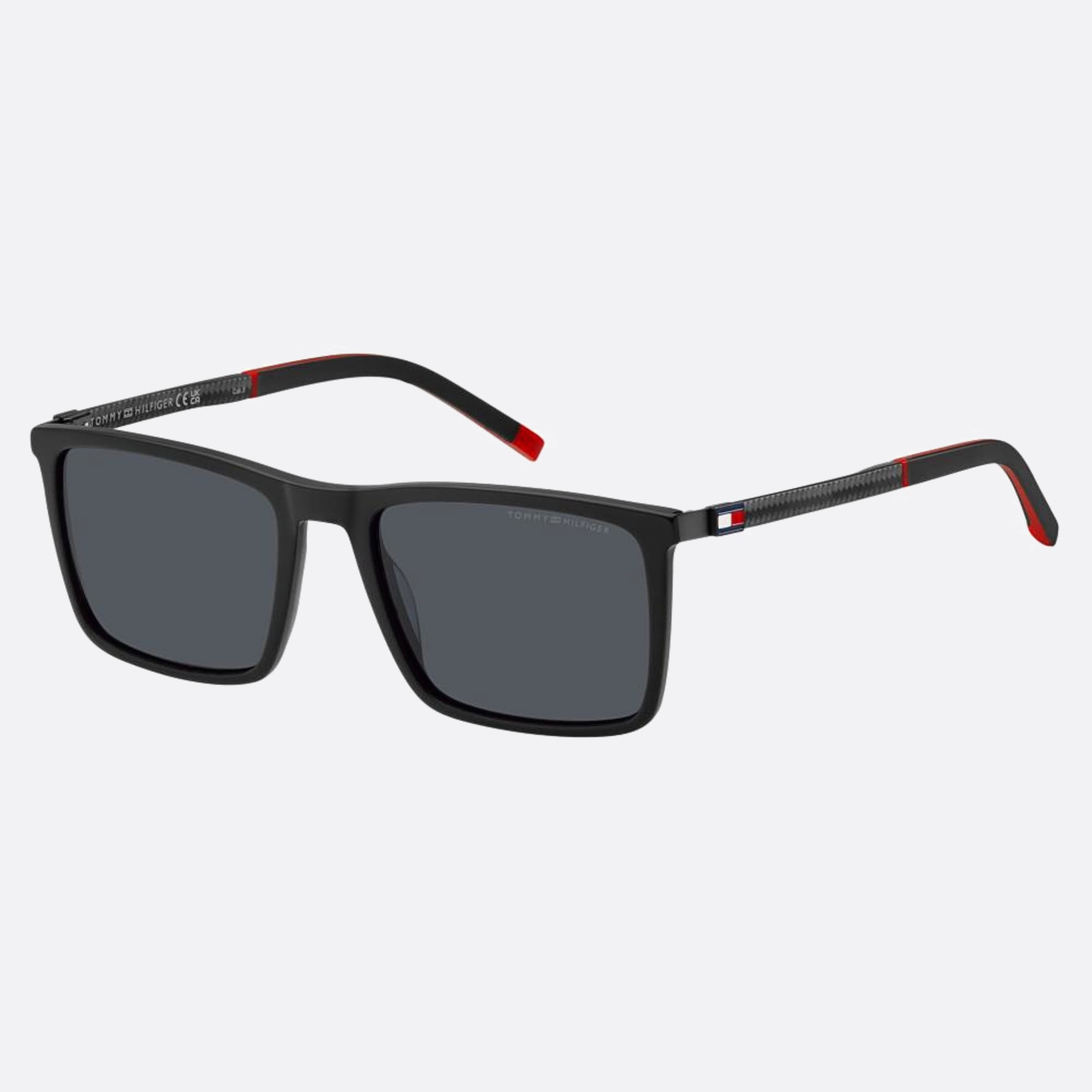 Tommy 55mm Hilfiger Black Squared Men Sunglasses - Side View