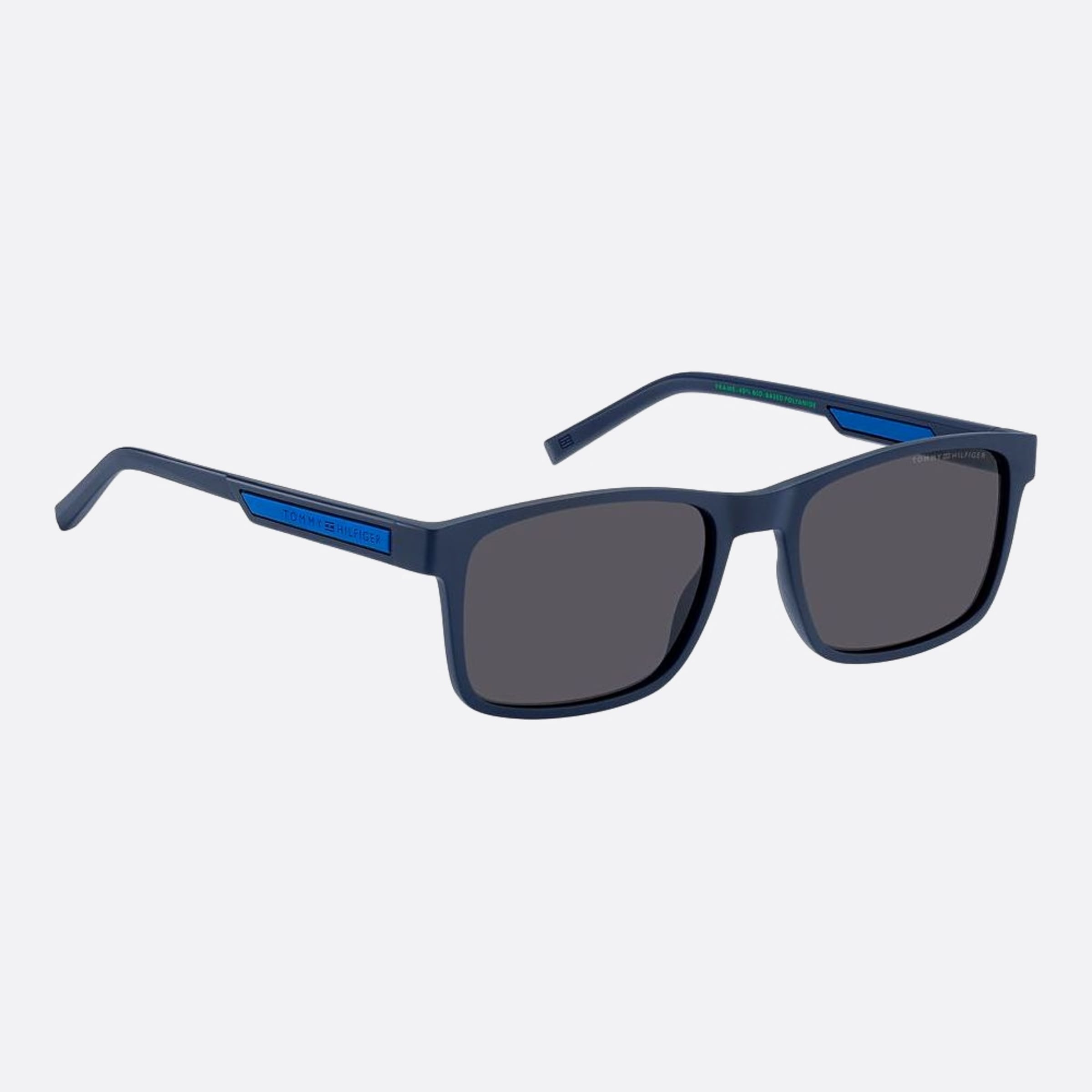 Tommy 56mm Hilfiger Fll Blue Rectangle Men Sunglasses - Detail View
