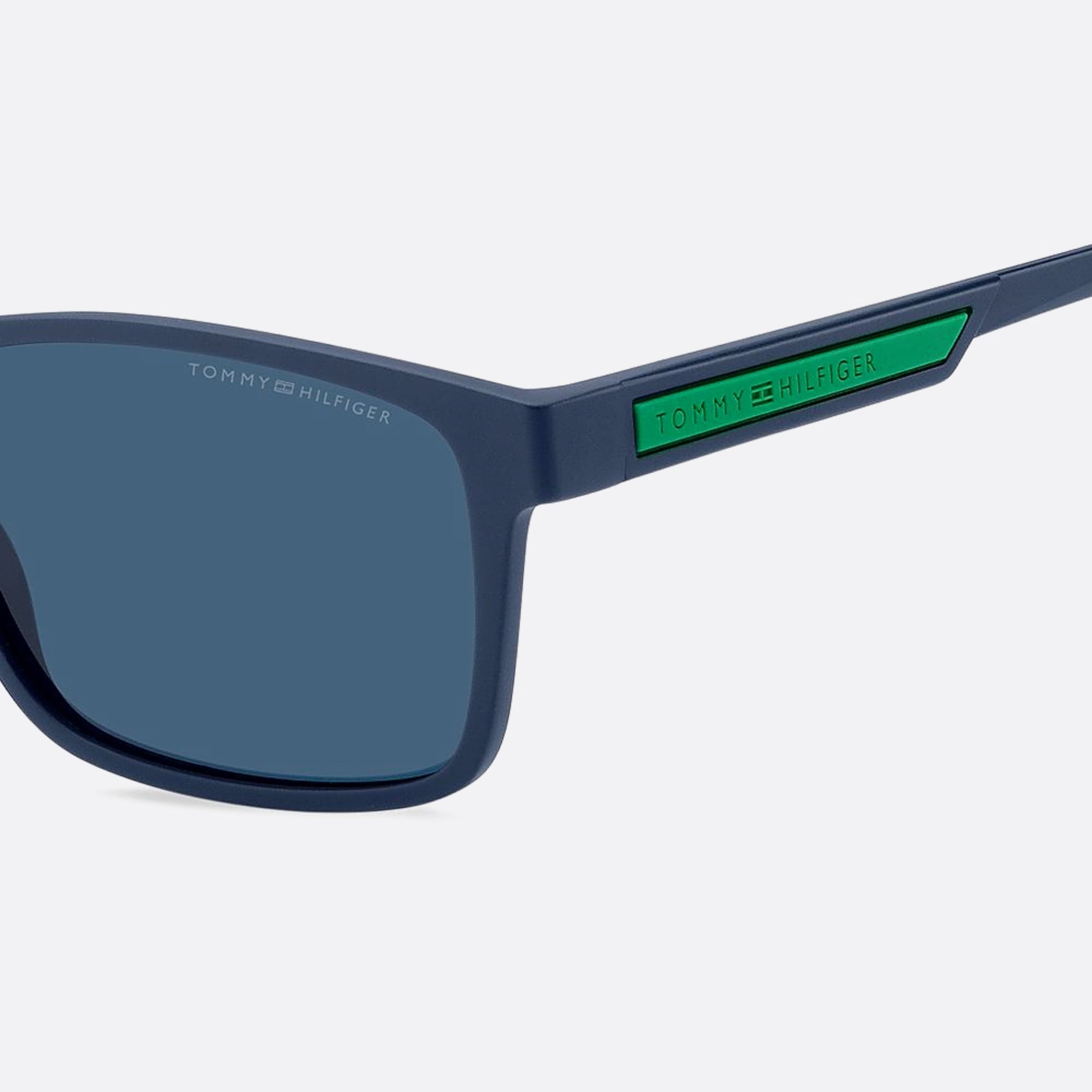 Tommy 56mm Hilfiger Fll Blue Rectangle Men Sunglasses - Detail View