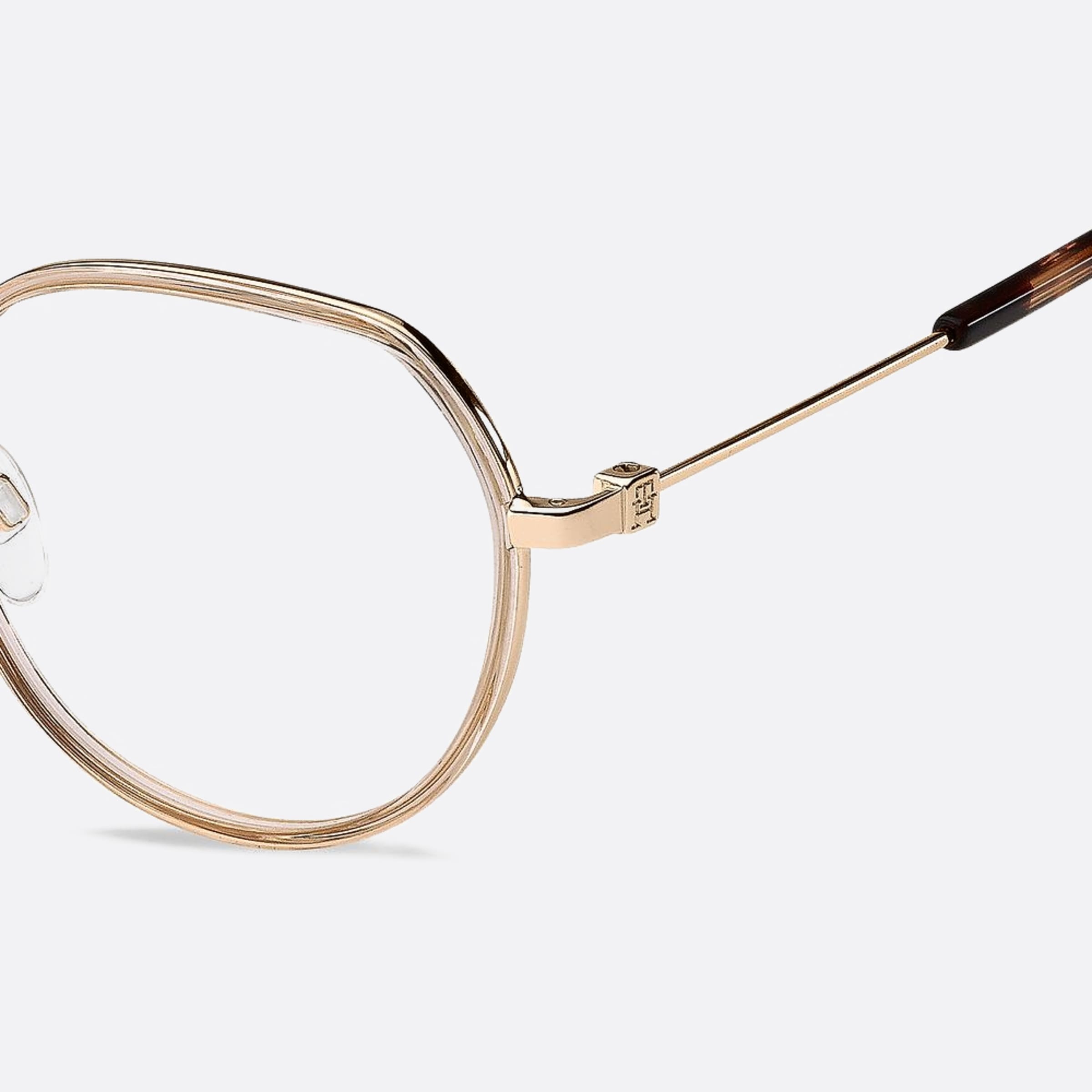 Tommy 51mm Hilfiger Dyg Gold Round Women Eyeglasses - Detail View