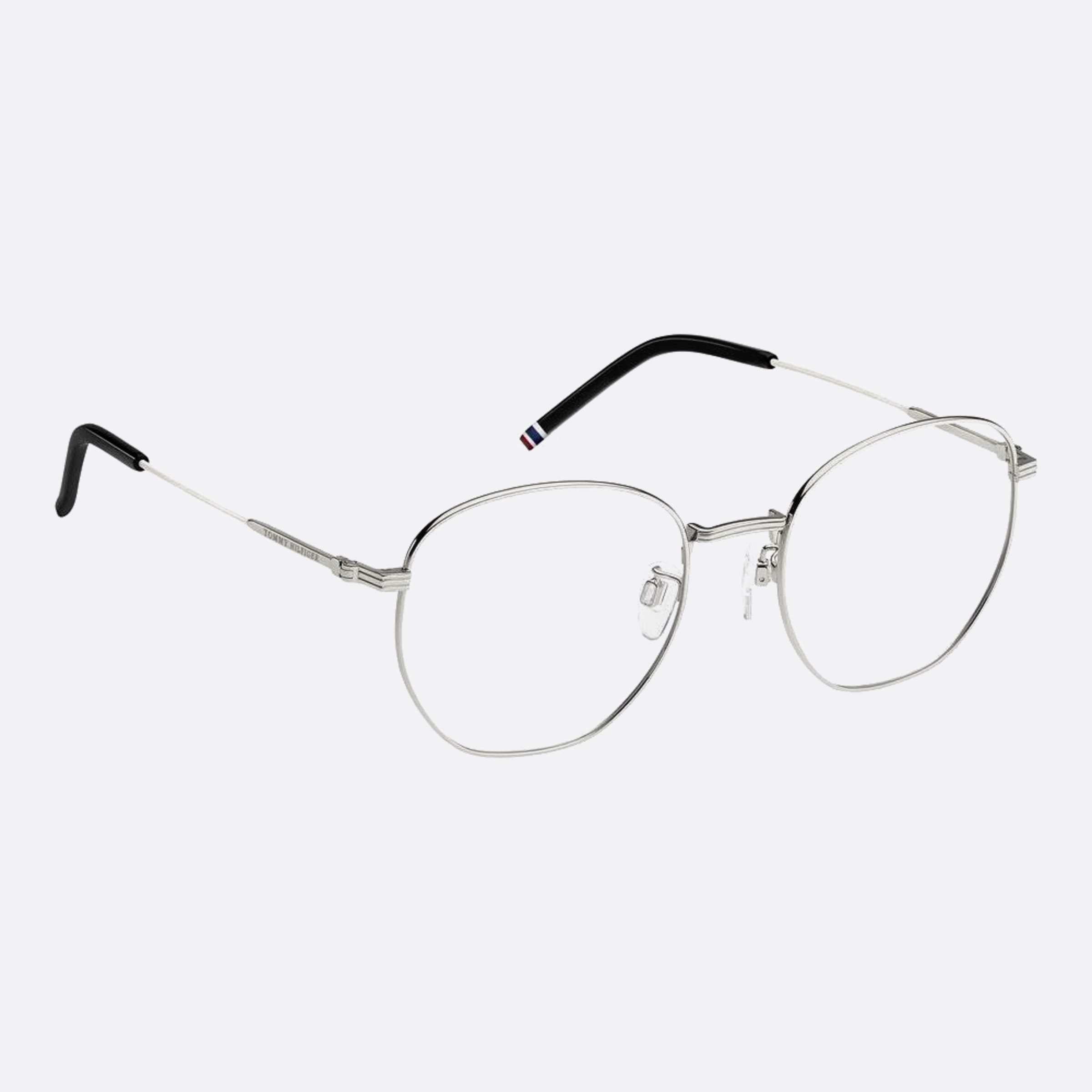 Tommy 54mm Hilfiger Silver Round Men Eyeglasses - Detail View