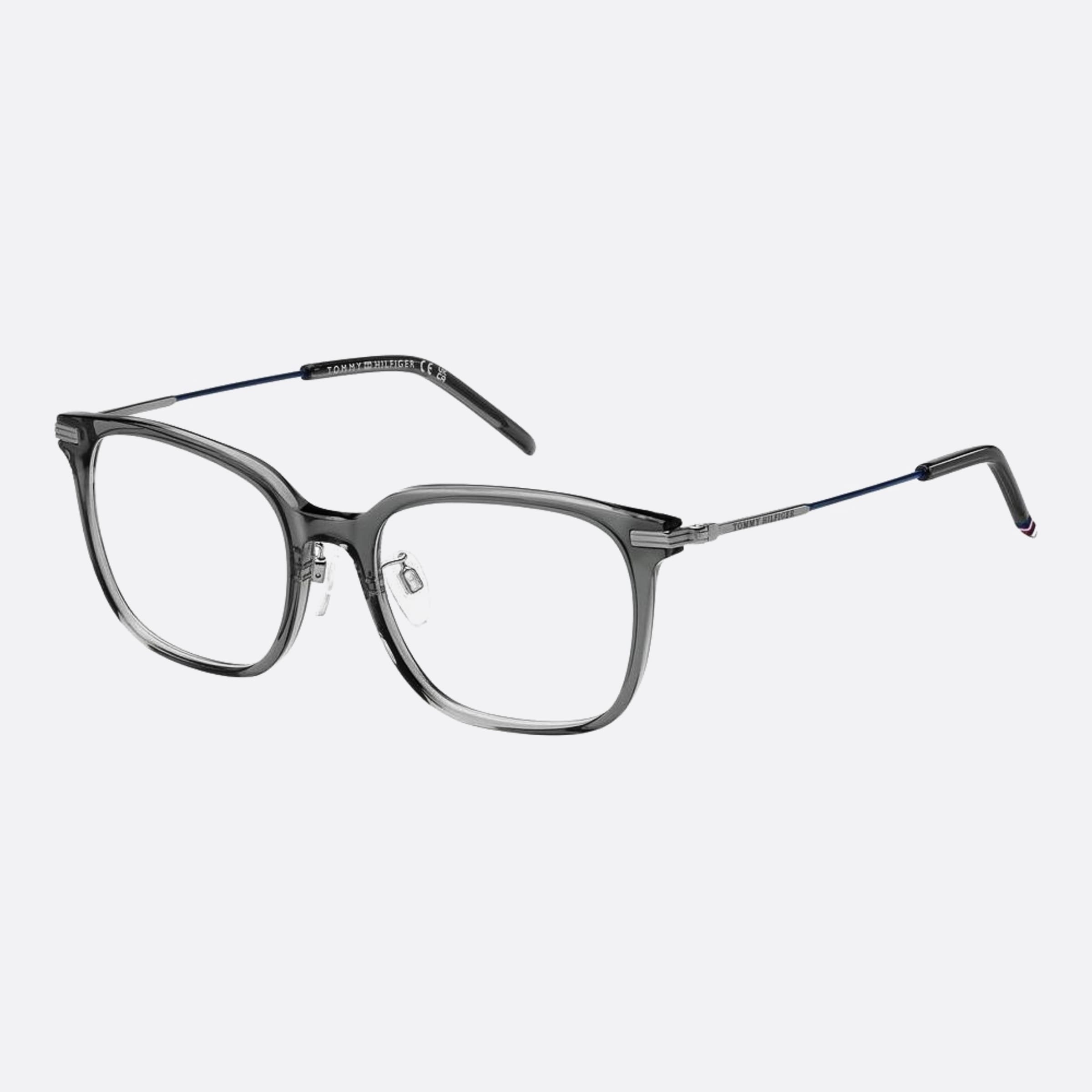 Tommy 53mm Hilfiger Kb7 Grey Squared Men Eyeglasses - Side View