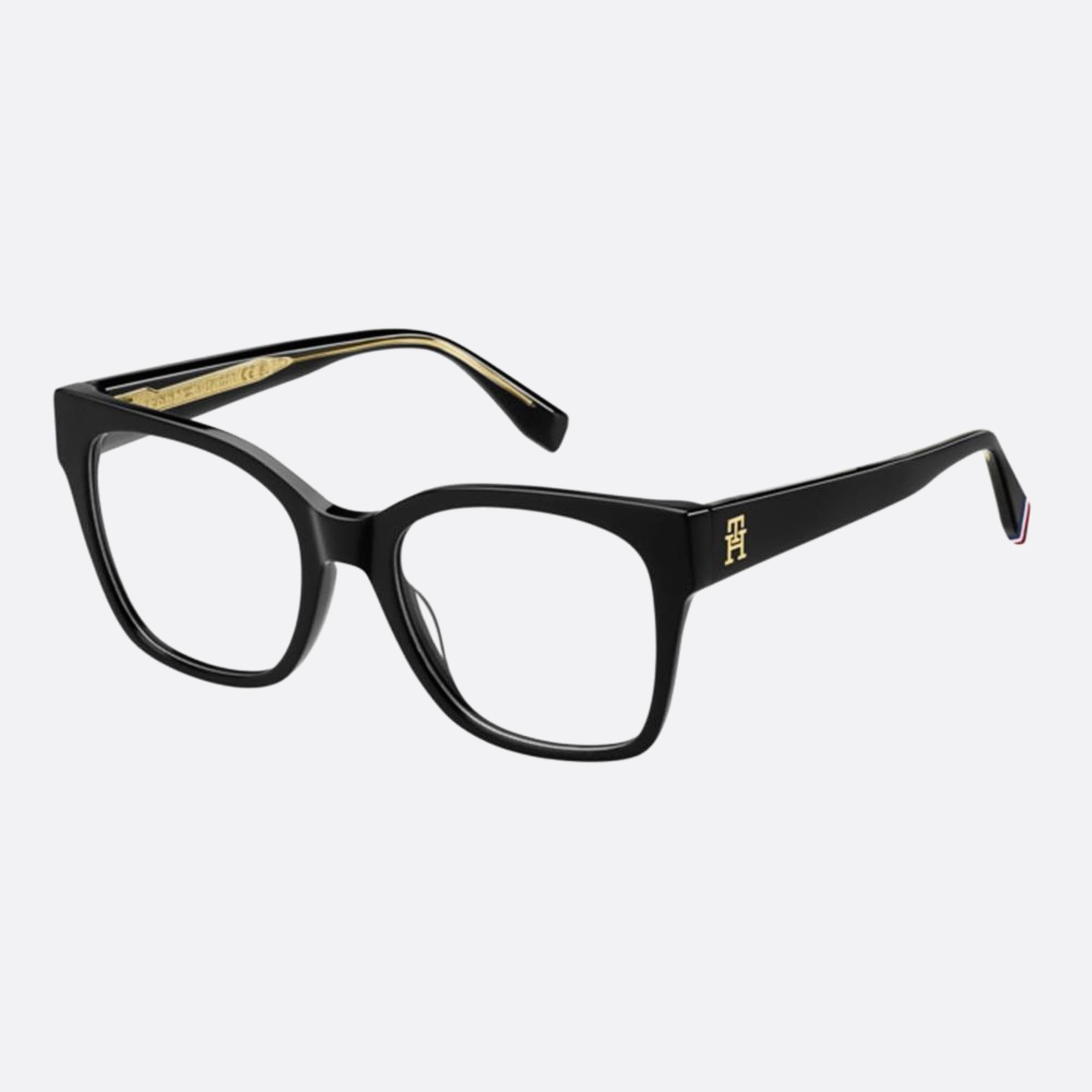 Tommy 52mm Hilfiger Black Rectangle Women Eyeglasses - Side View