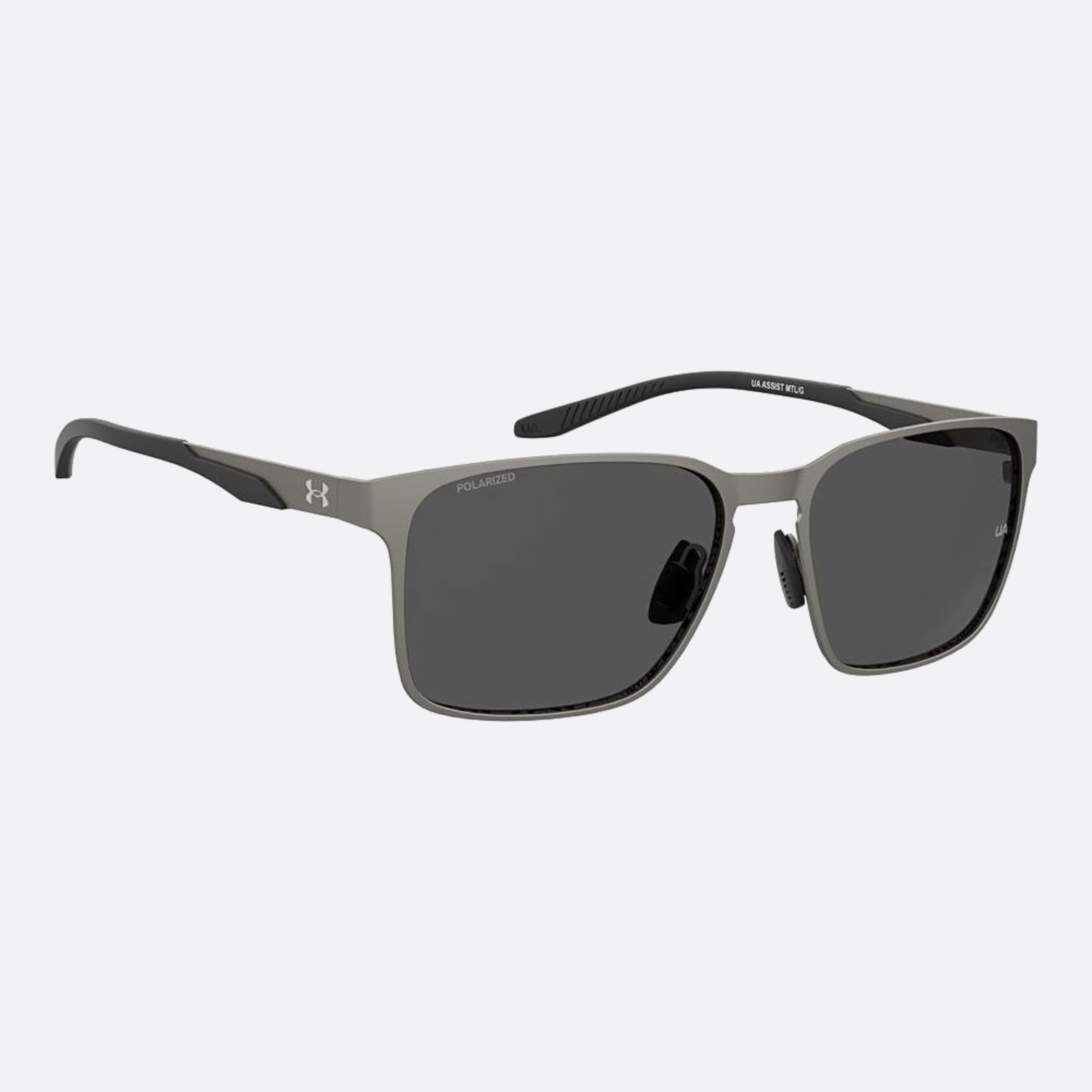 Under 57mm Armour Assist Mtl 5mo Grey Geometric Polarized Men Sunglasses - Additional Angle