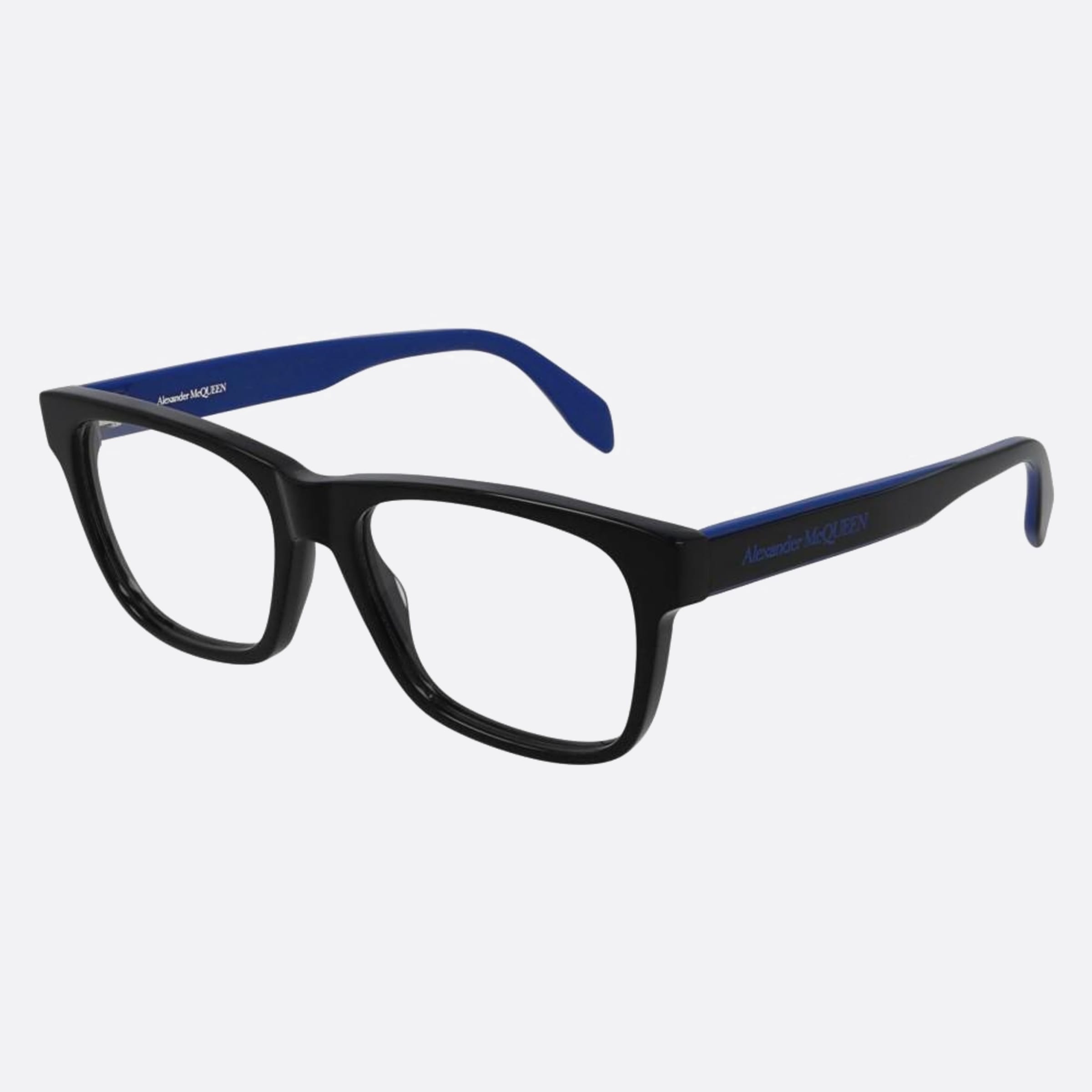 Alexander 55mm Mcqueen Black Rectangle Man Eyeglasses - Side View