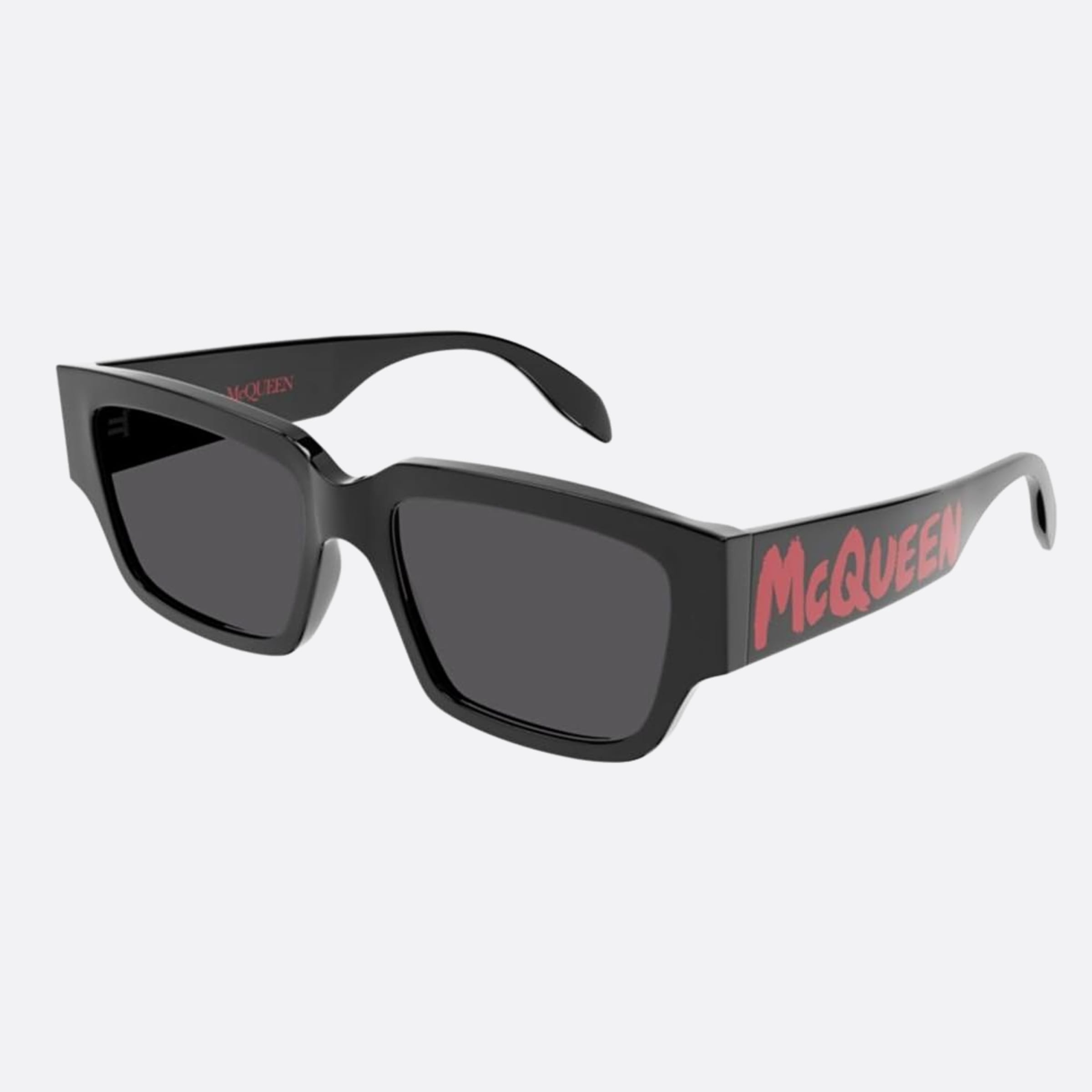 Alexander 56mm Mcqueen Black Geometric Man Sunglasses - Side View