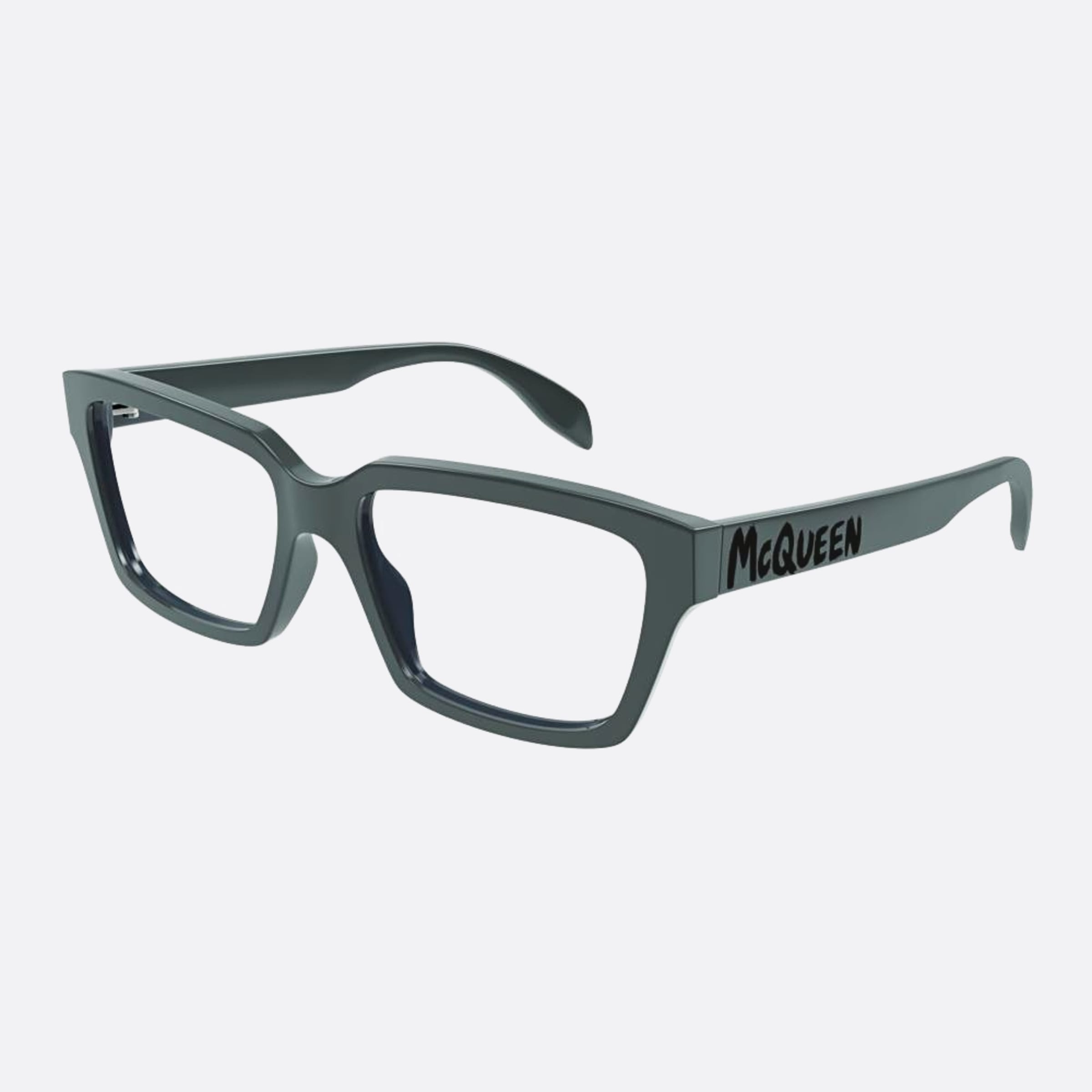 Alexander 54mm Mcqueen Green Squared Man Eyeglasses - Side View