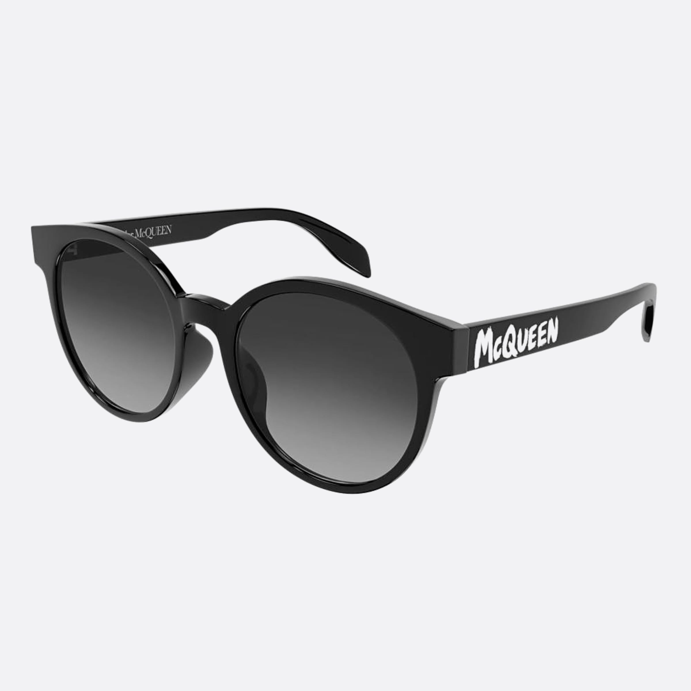 Alexander 55mm Mcqueen Am0349sa Black Round Woman Sunglasses - Side View
