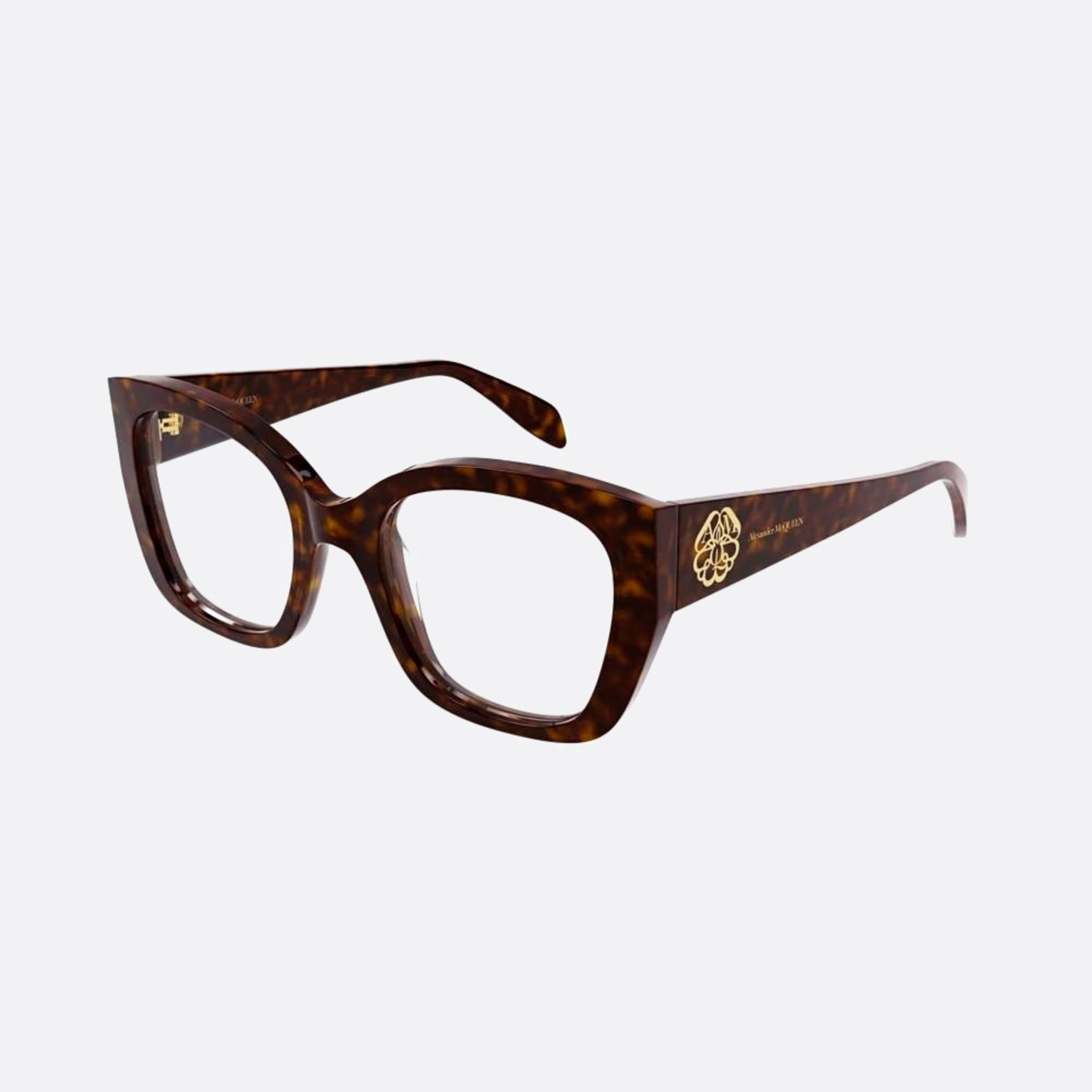 Alexander 52mm Mcqueen Havana Squared Woman Eyeglasses - Side View