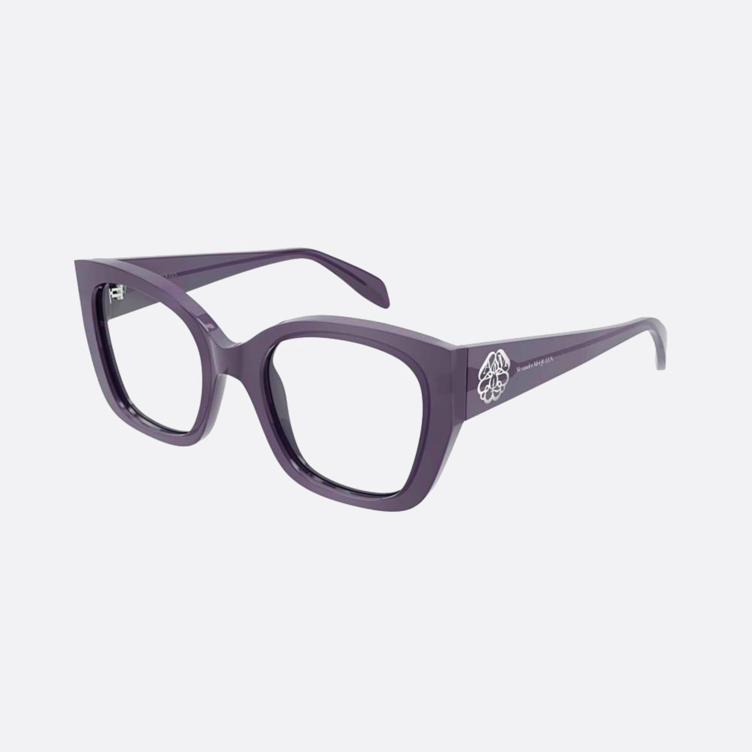 Alexander 52mm Mcqueen Grey Squared Woman Eyeglasses - Side View