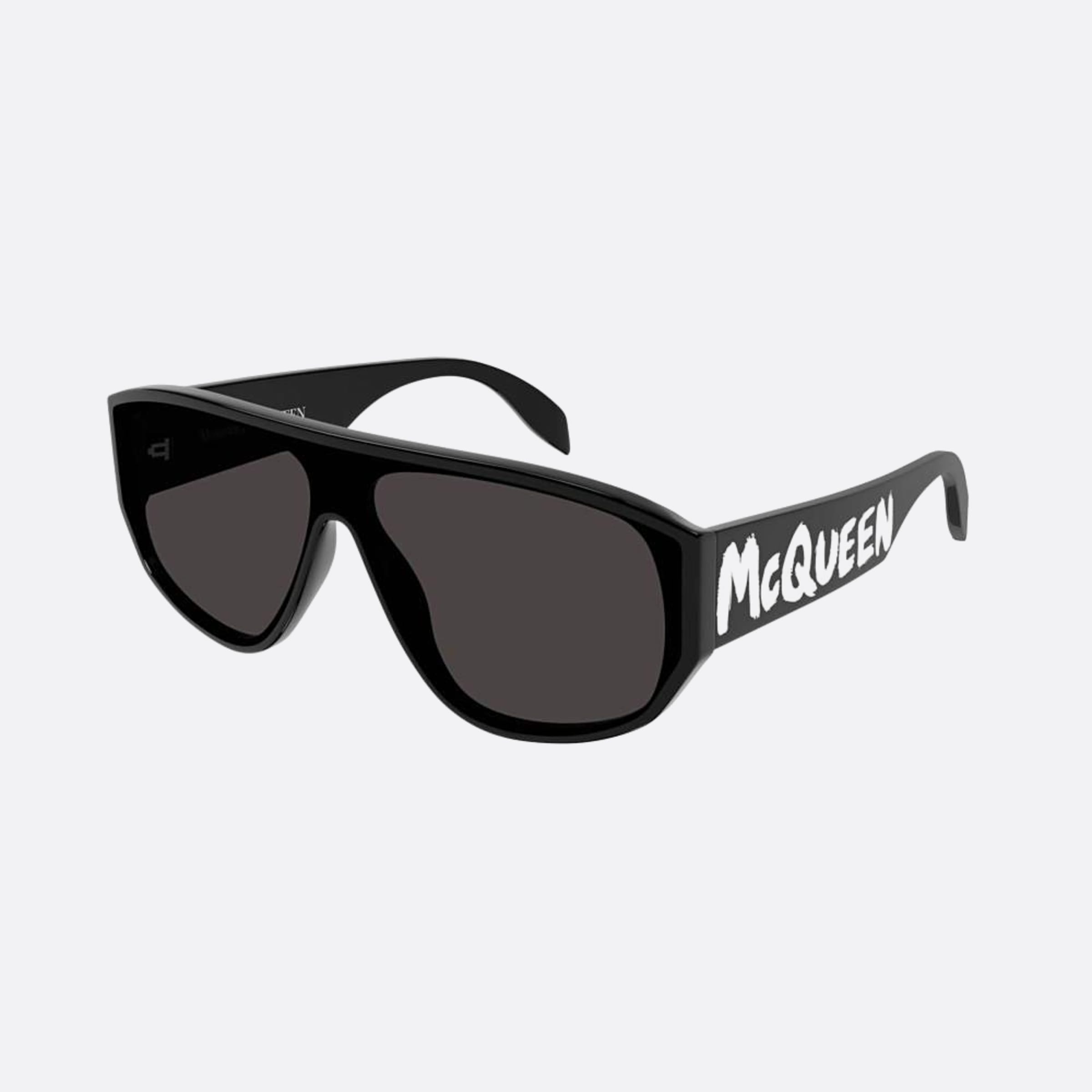 Alexander 99mm Mcqueen Black Shield Man Sunglasses - Side View