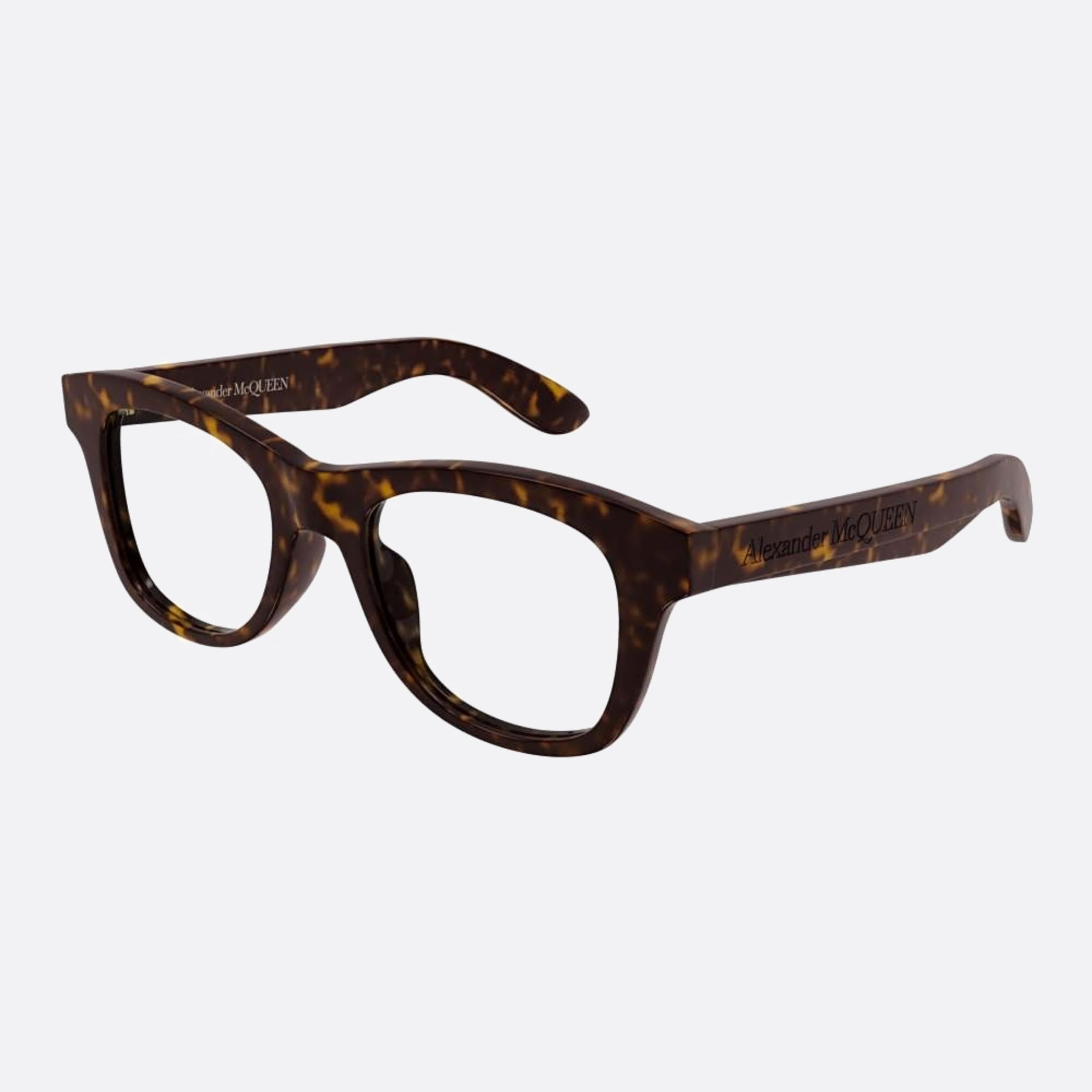 Alexander 50mm Mcqueen Havana Squared Man Eyeglasses - Side View