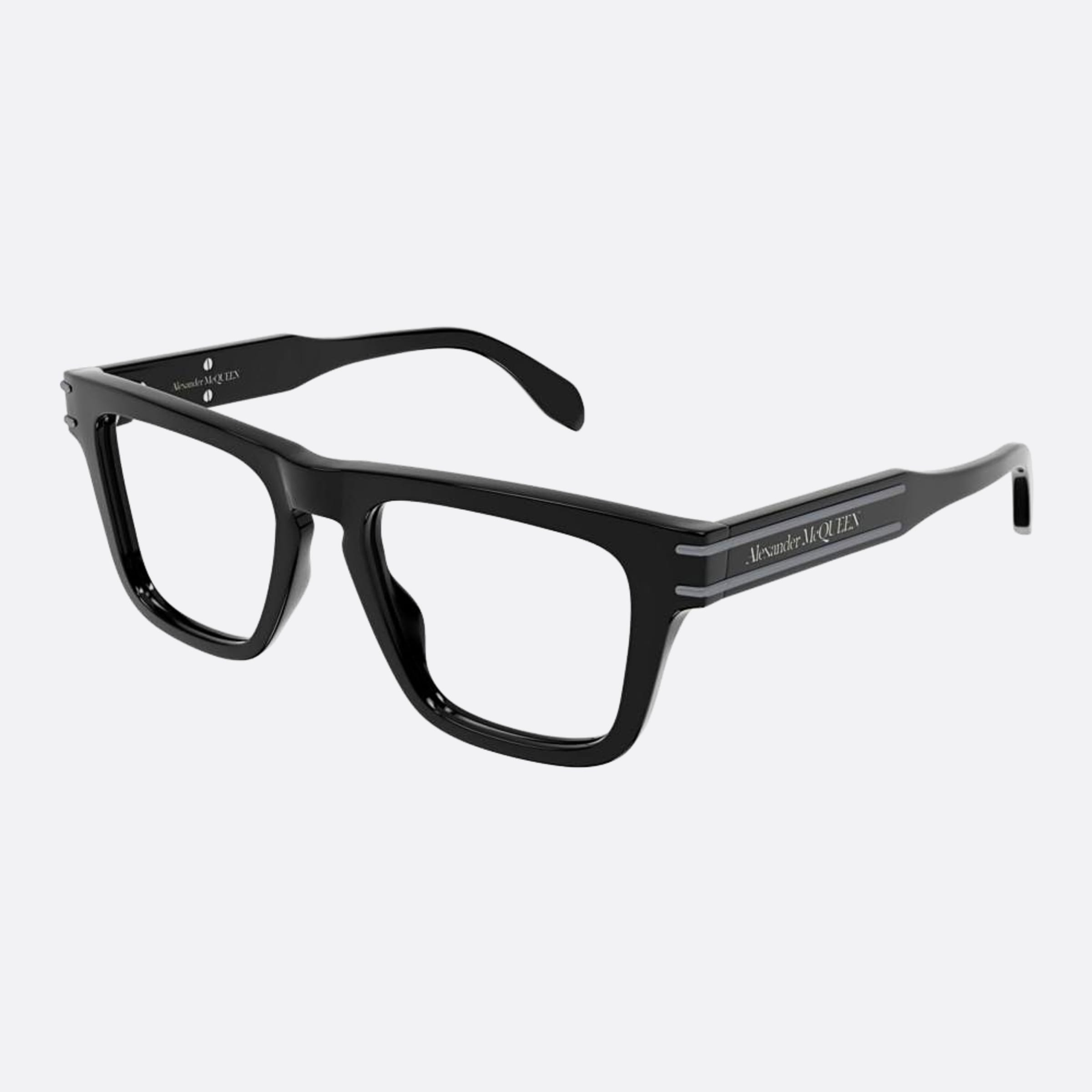Alexander 52mm Mcqueen Black Squared Man Eyeglasses - Side View