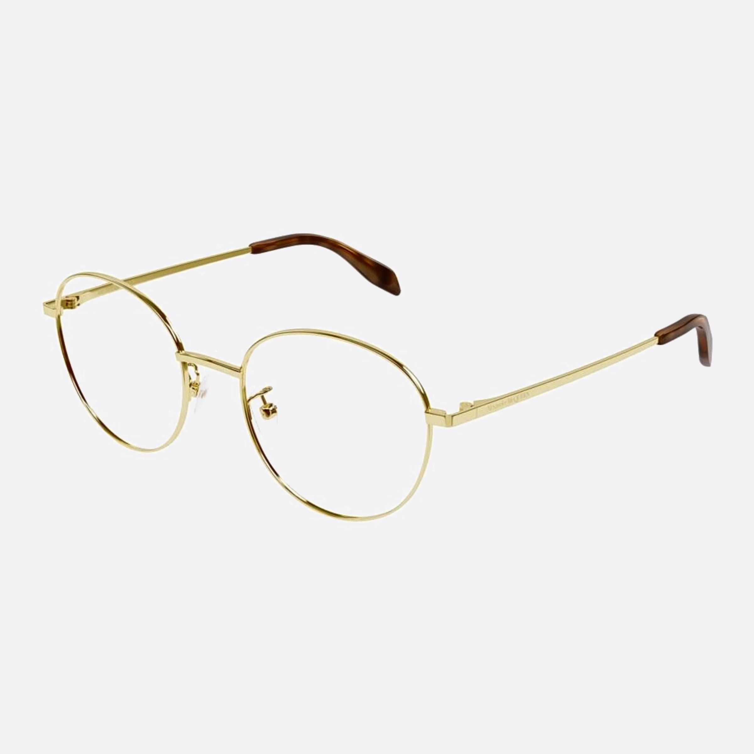 Alexander 51mm Mcqueen Gold Squared Unisex Eyeglasses - Side View