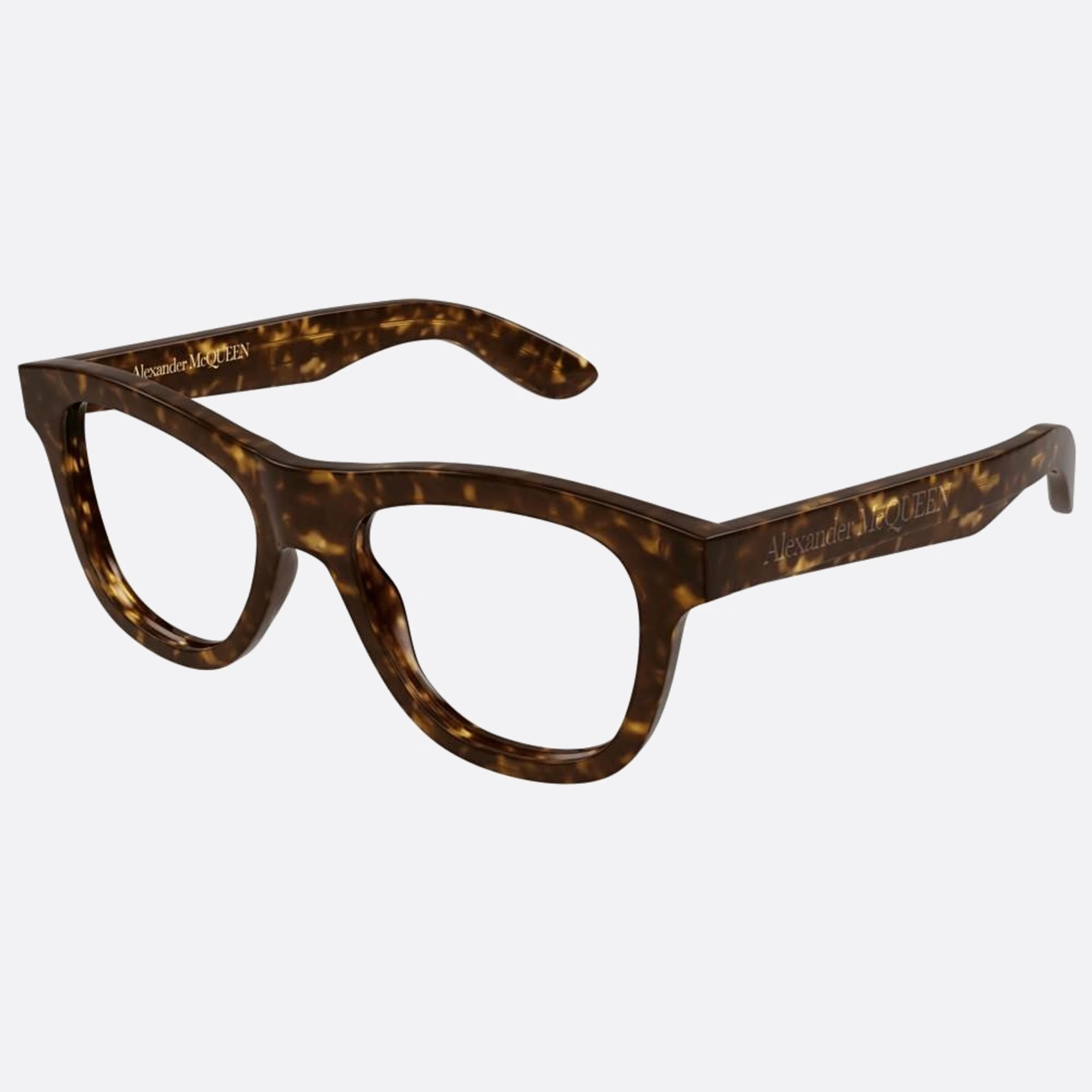 Alexander 54mm Mcqueen Havana Squared Man Eyeglasses - Side View