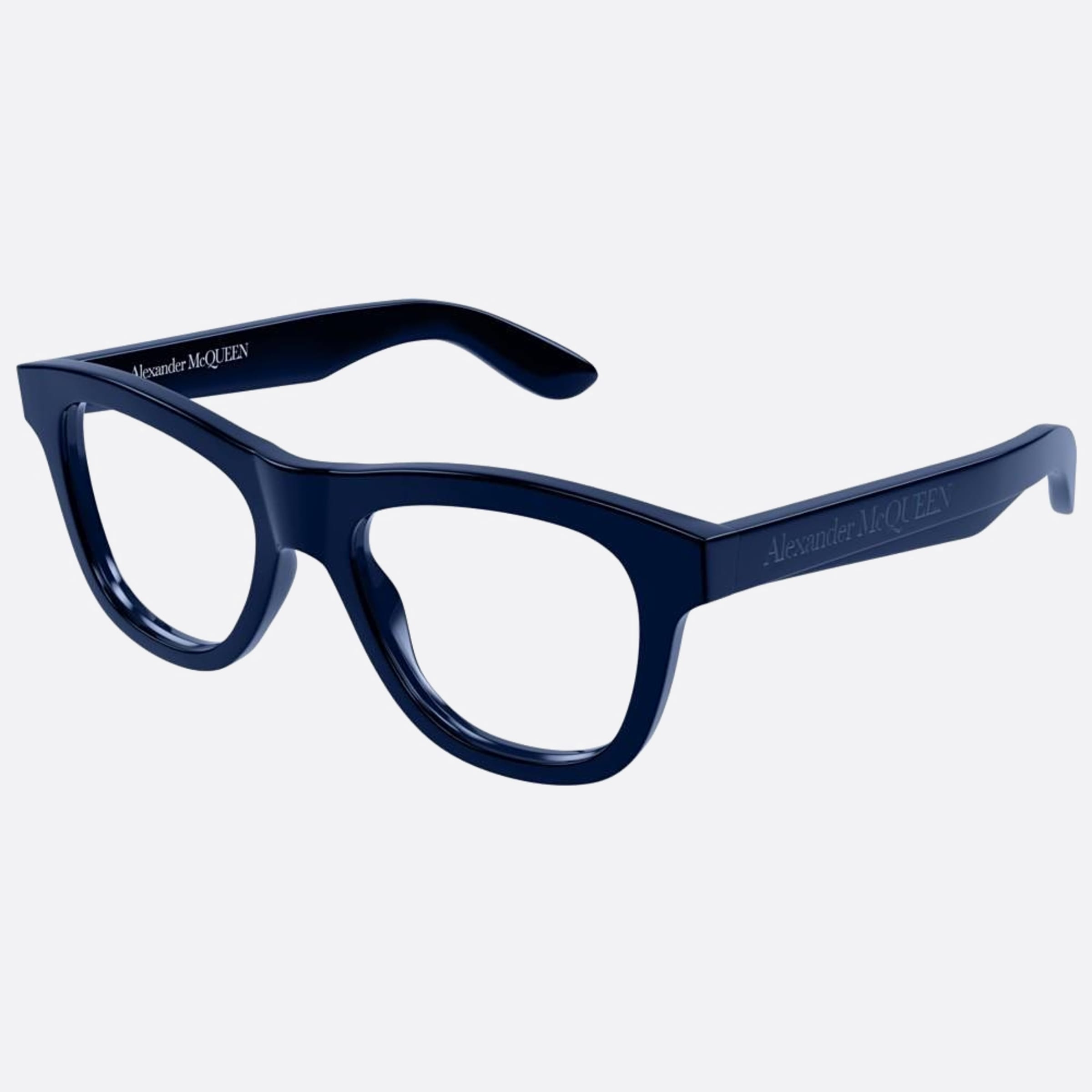Alexander 54mm Mcqueen Blue Squared Man Eyeglasses - Side View
