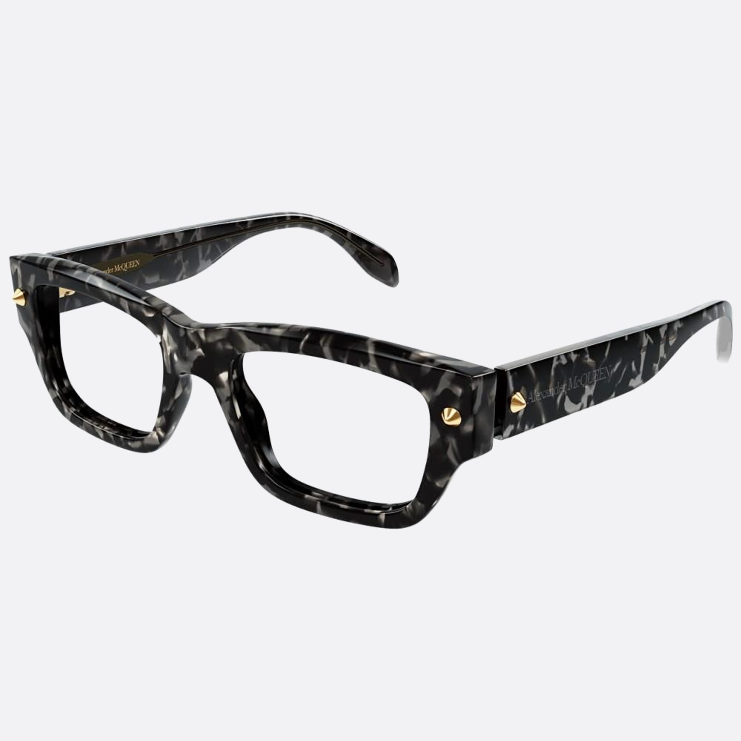 Alexander 52mm Mcqueen Havana Squared Unisex Eyeglasses - Side View