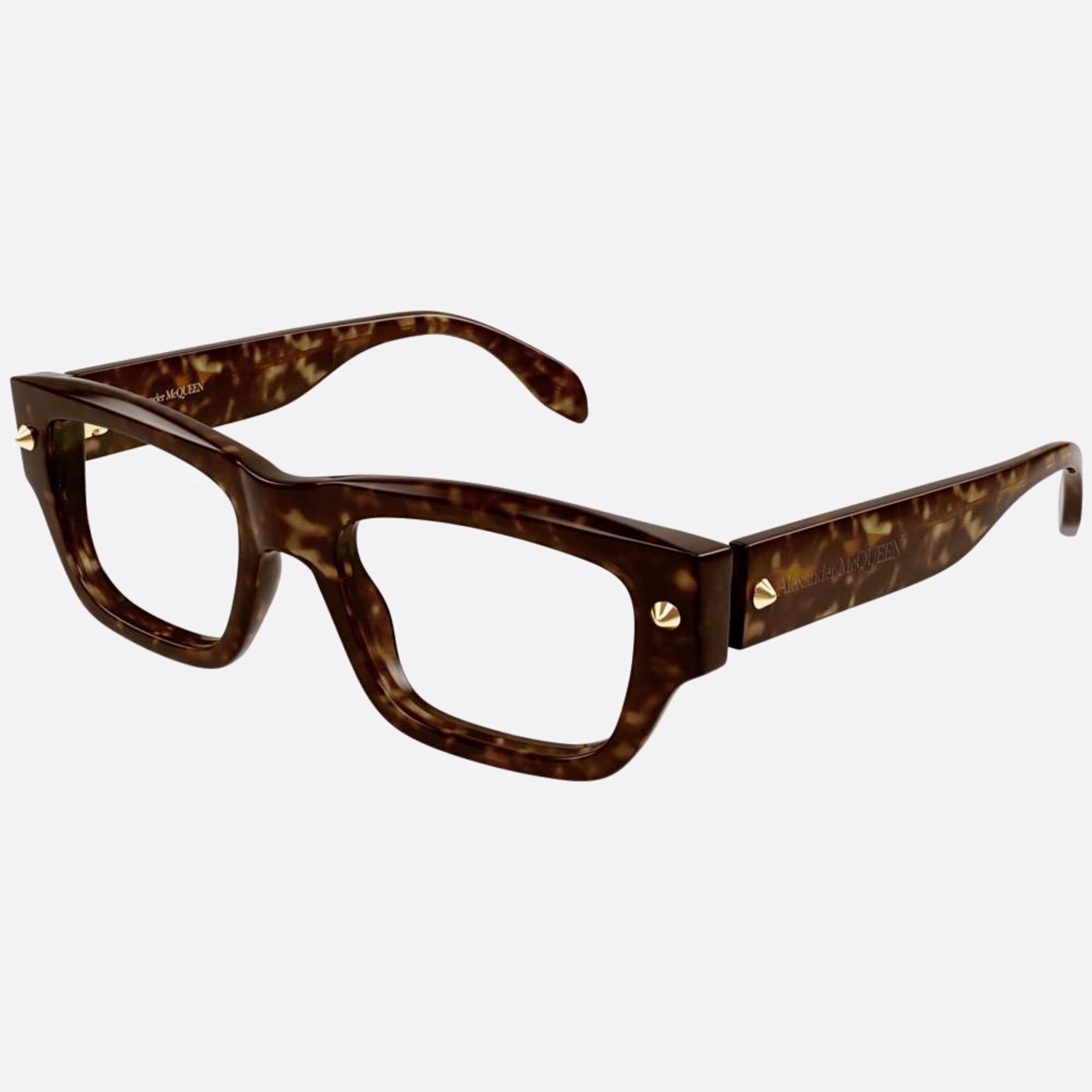 Alexander 54mm Mcqueen Havana Squared Unisex Eyeglasses - Side View