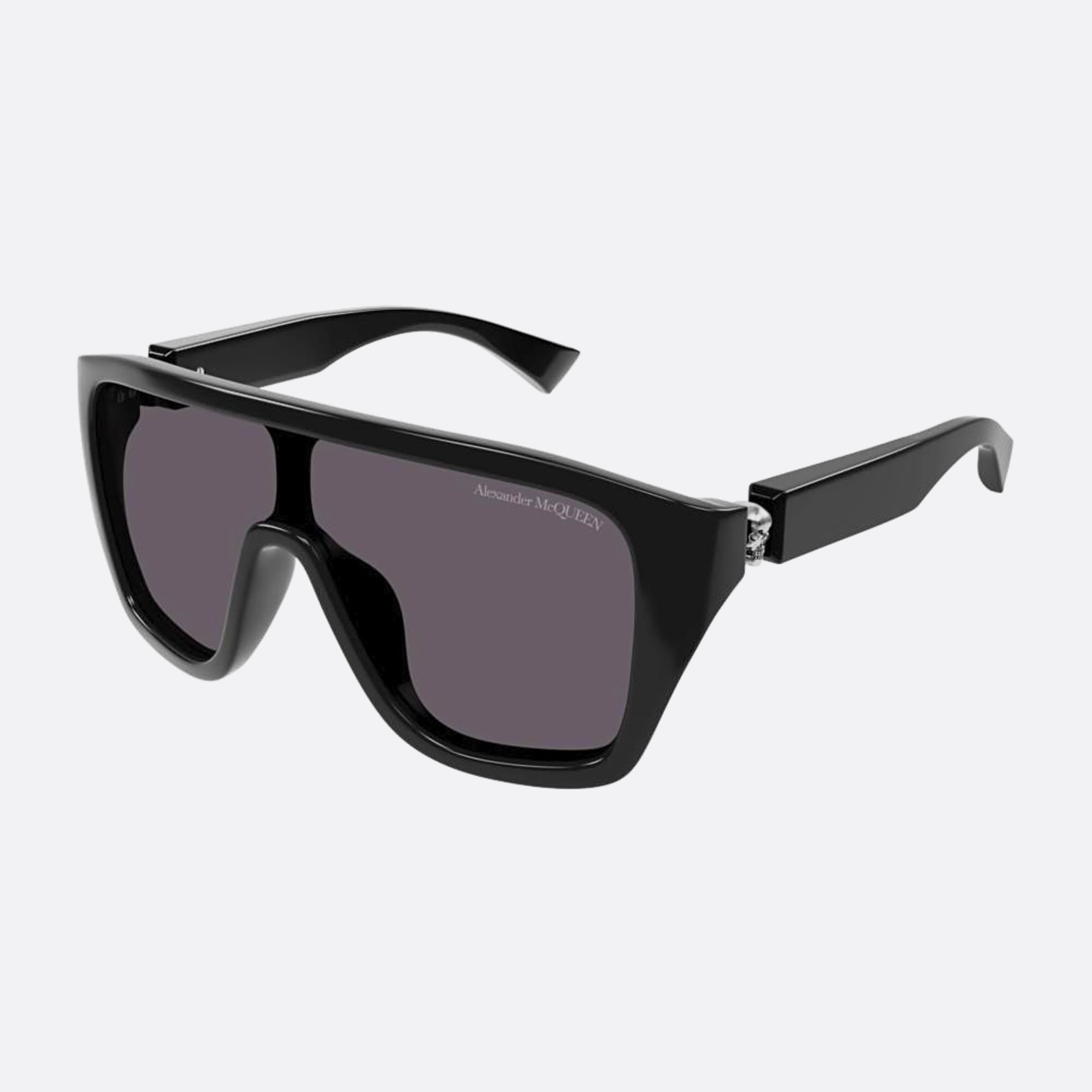 Alexander 99mm Mcqueen Black Shield Man Sunglasses - Side View