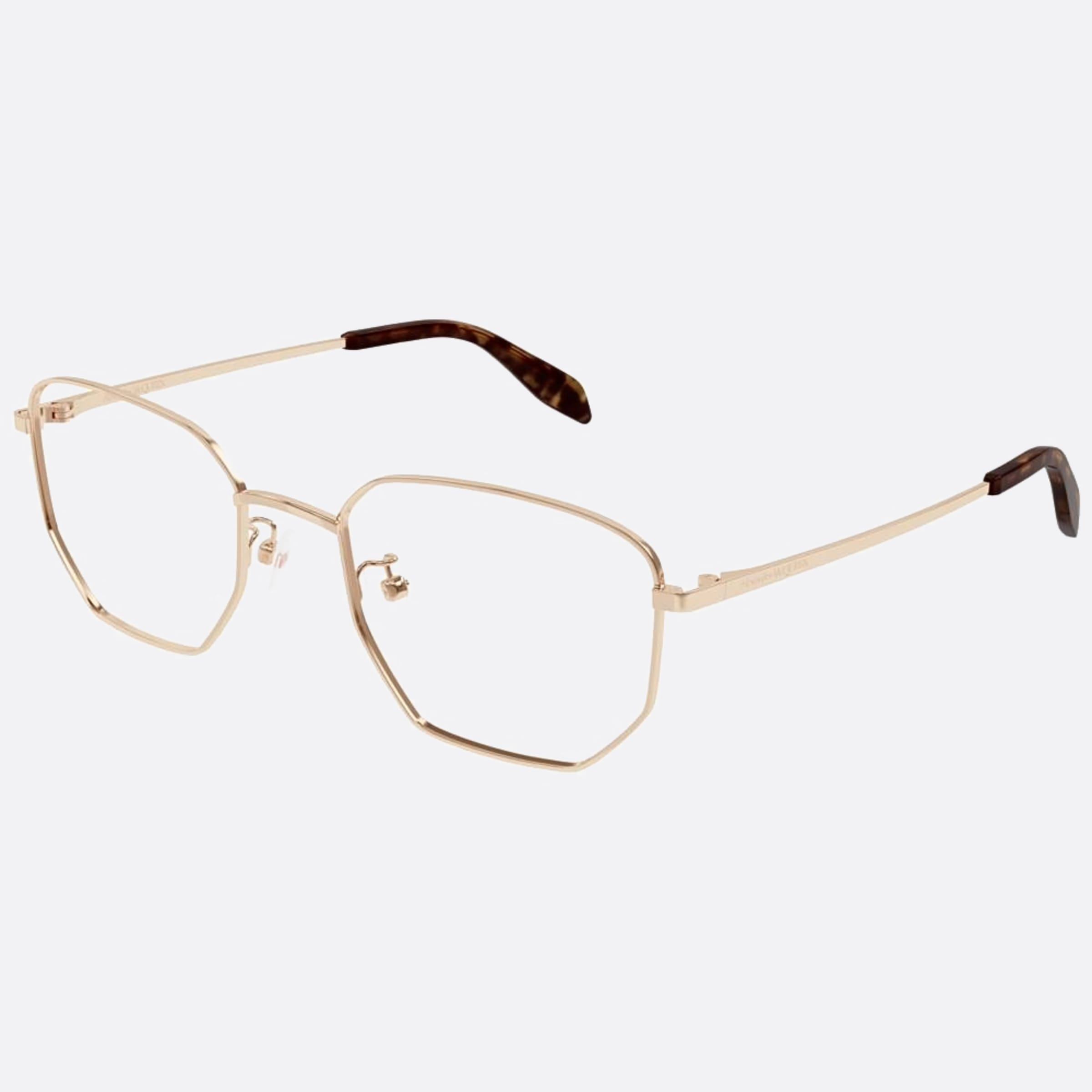 Alexander 53mm Mcqueen Gold Squared Men Eyeglasses - Side View