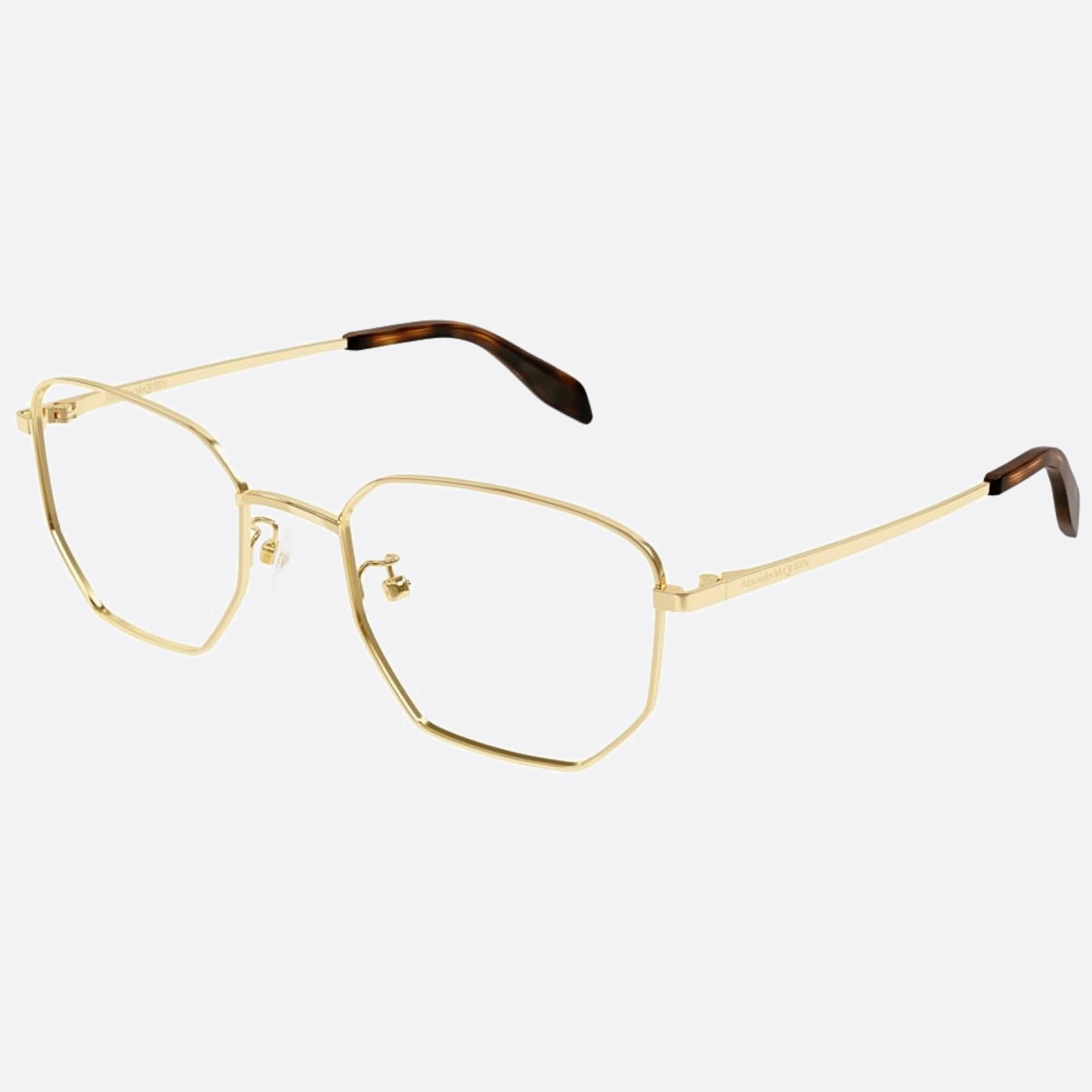 Alexander 55mm Mcqueen Gold Squared Man Eyeglasses - Side View