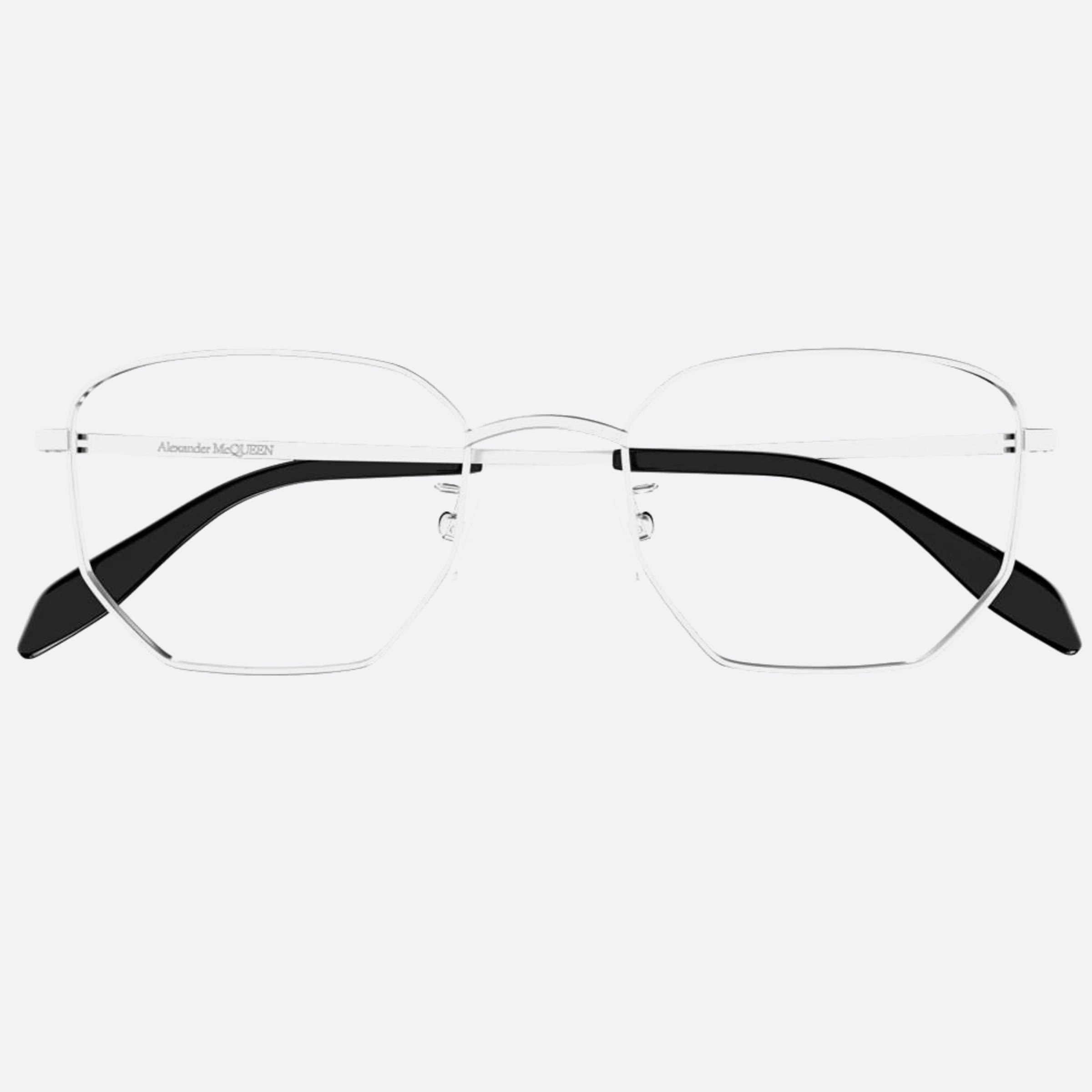 Alexander 55mm Mcqueen Silver Squared Man Eyeglasses - Main View