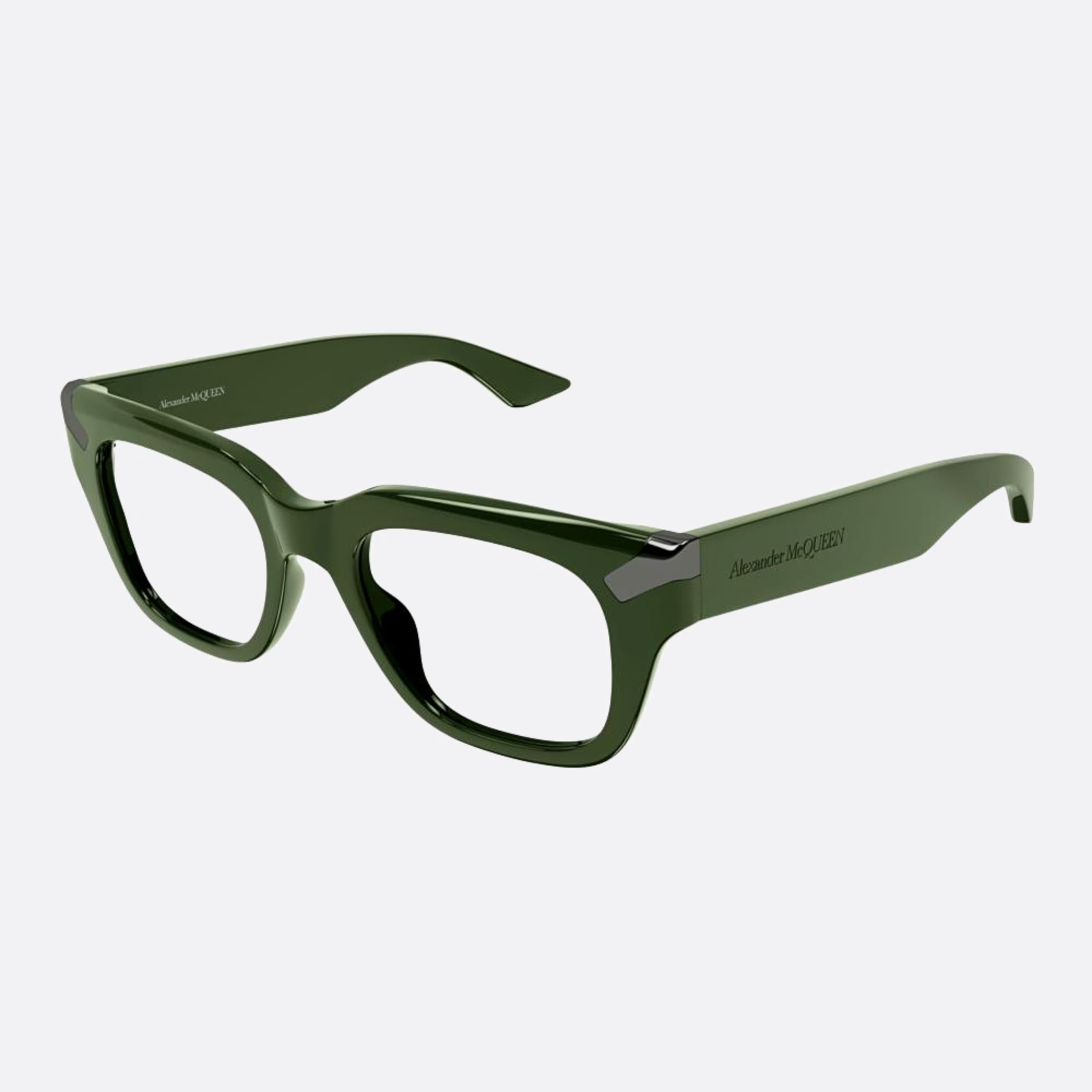 Alexander 51mm Mcqueen Green Squared Man Eyeglasses - Side View