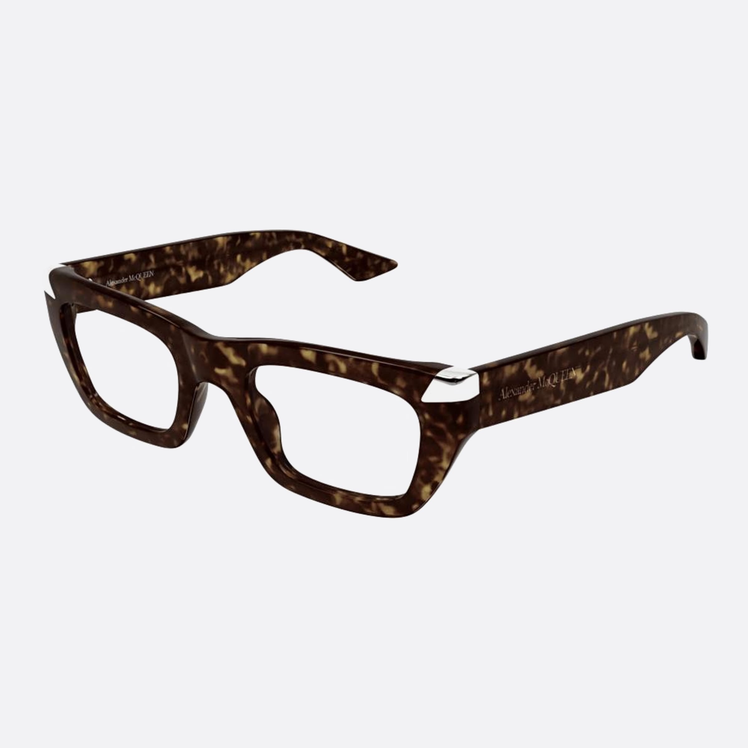 Alexander 51mm Mcqueen Havana Squared Unisex Eyeglasses - Side View