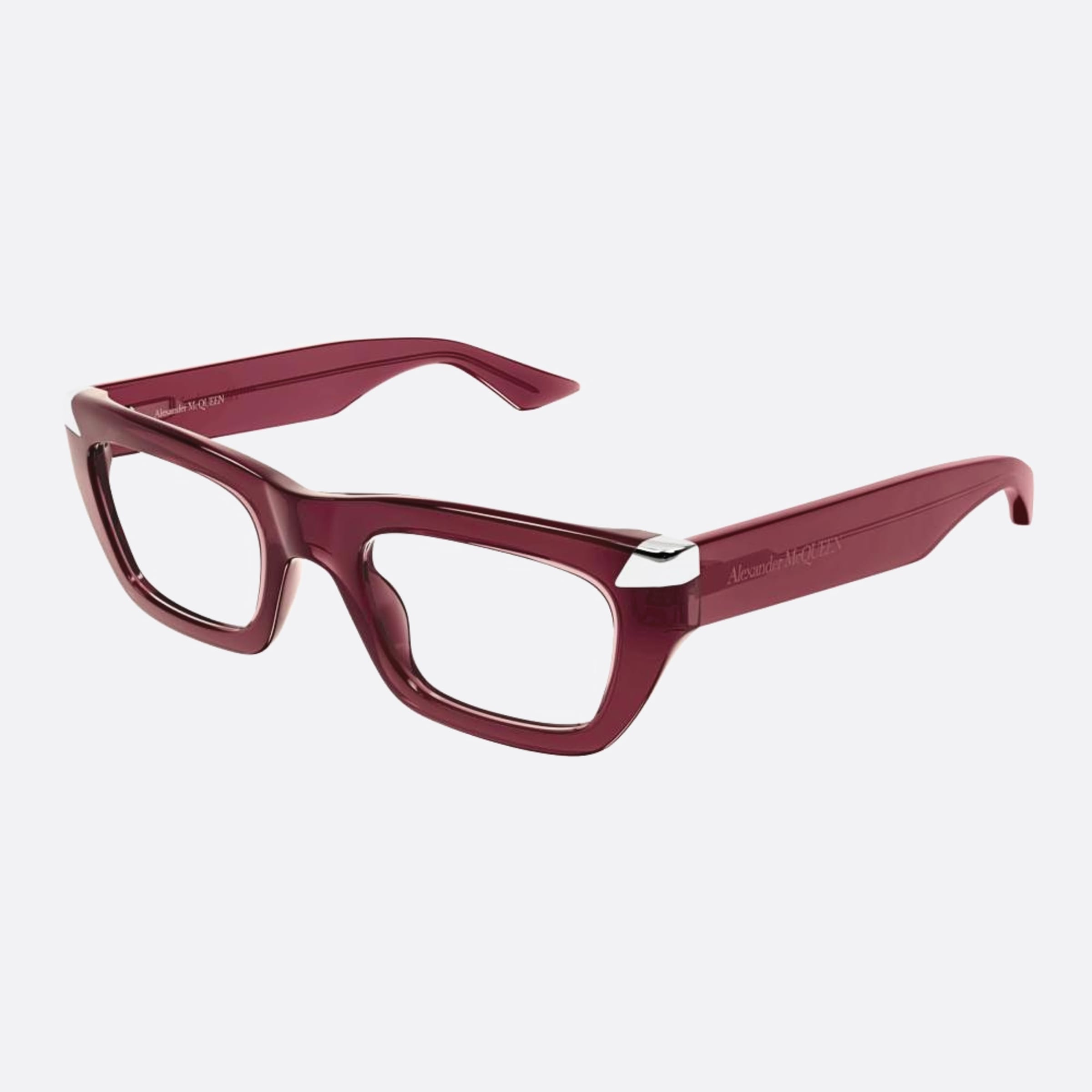 Alexander 51mm Mcqueen Red Squared Unisex Eyeglasses - Side View