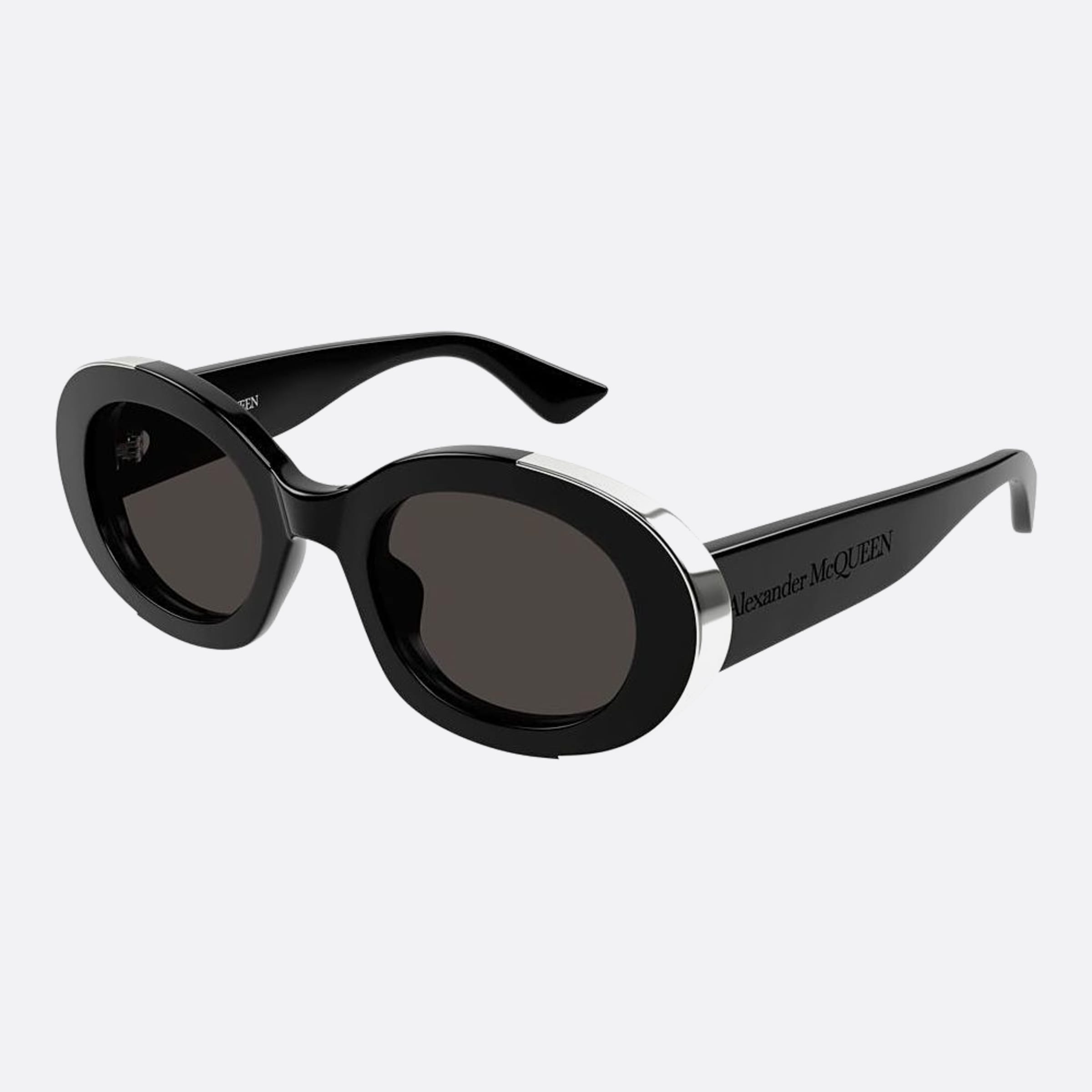 Alexander 51mm Mcqueen Black Oval Woman Sunglasses - Side View