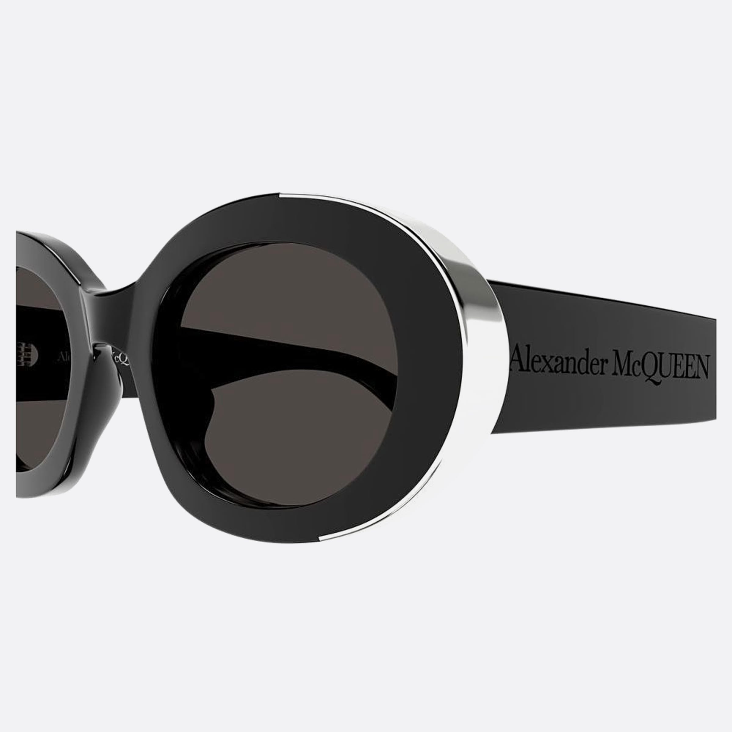 Alexander 51mm Mcqueen Black Oval Woman Sunglasses - Detail View
