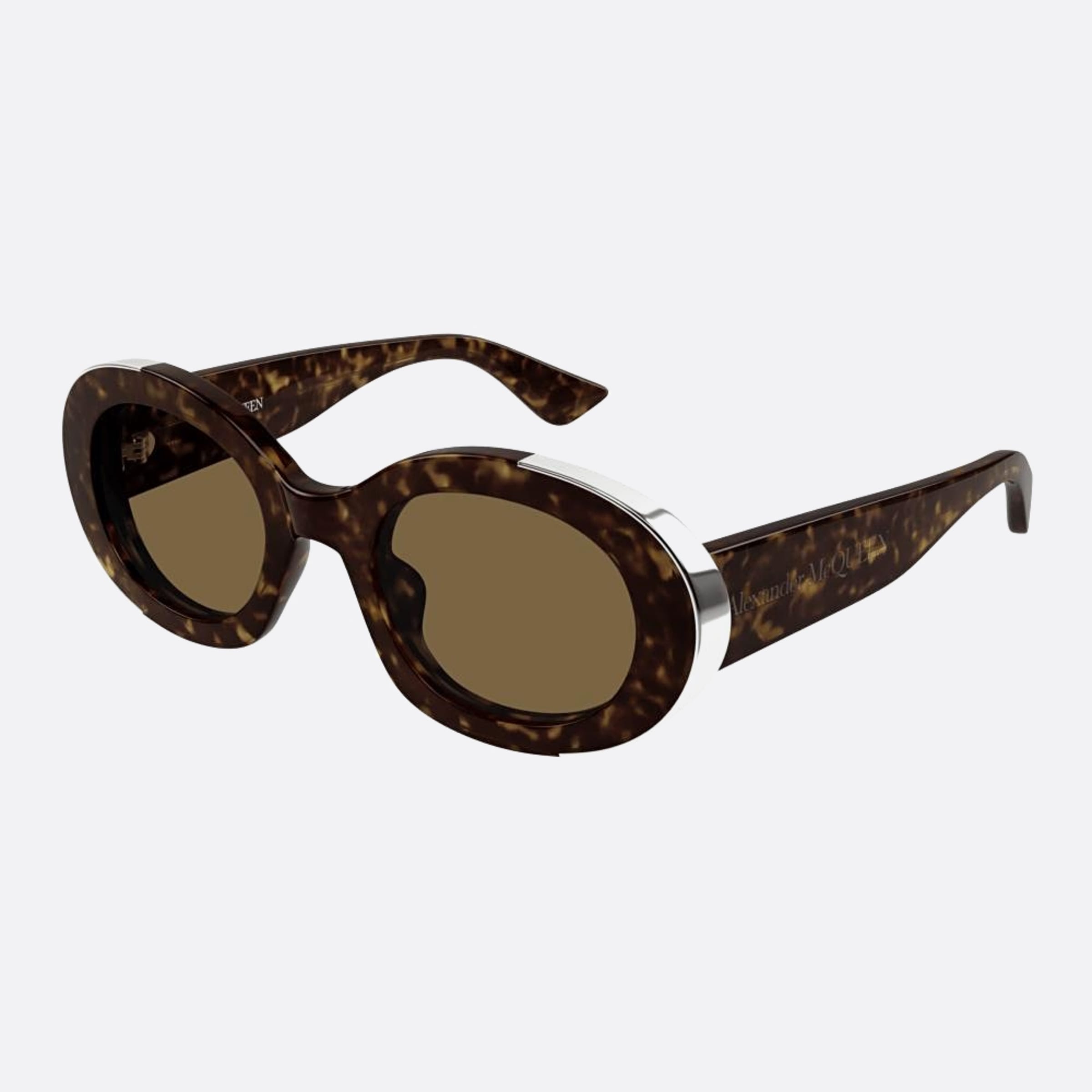 Alexander 51mm Mcqueen Havana Oval Woman Sunglasses - Side View