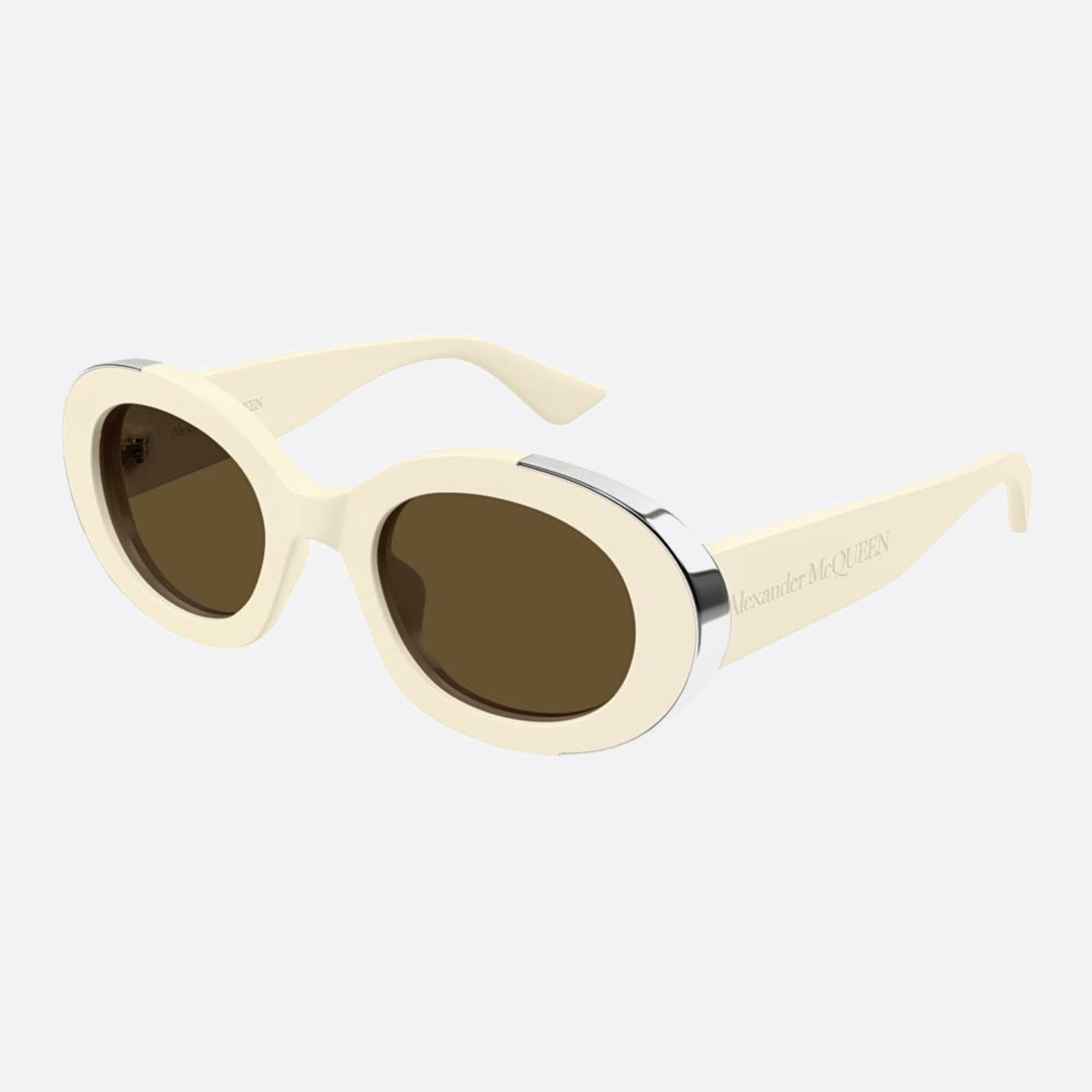 Alexander 51mm Mcqueen White Oval Woman Sunglasses - Side View