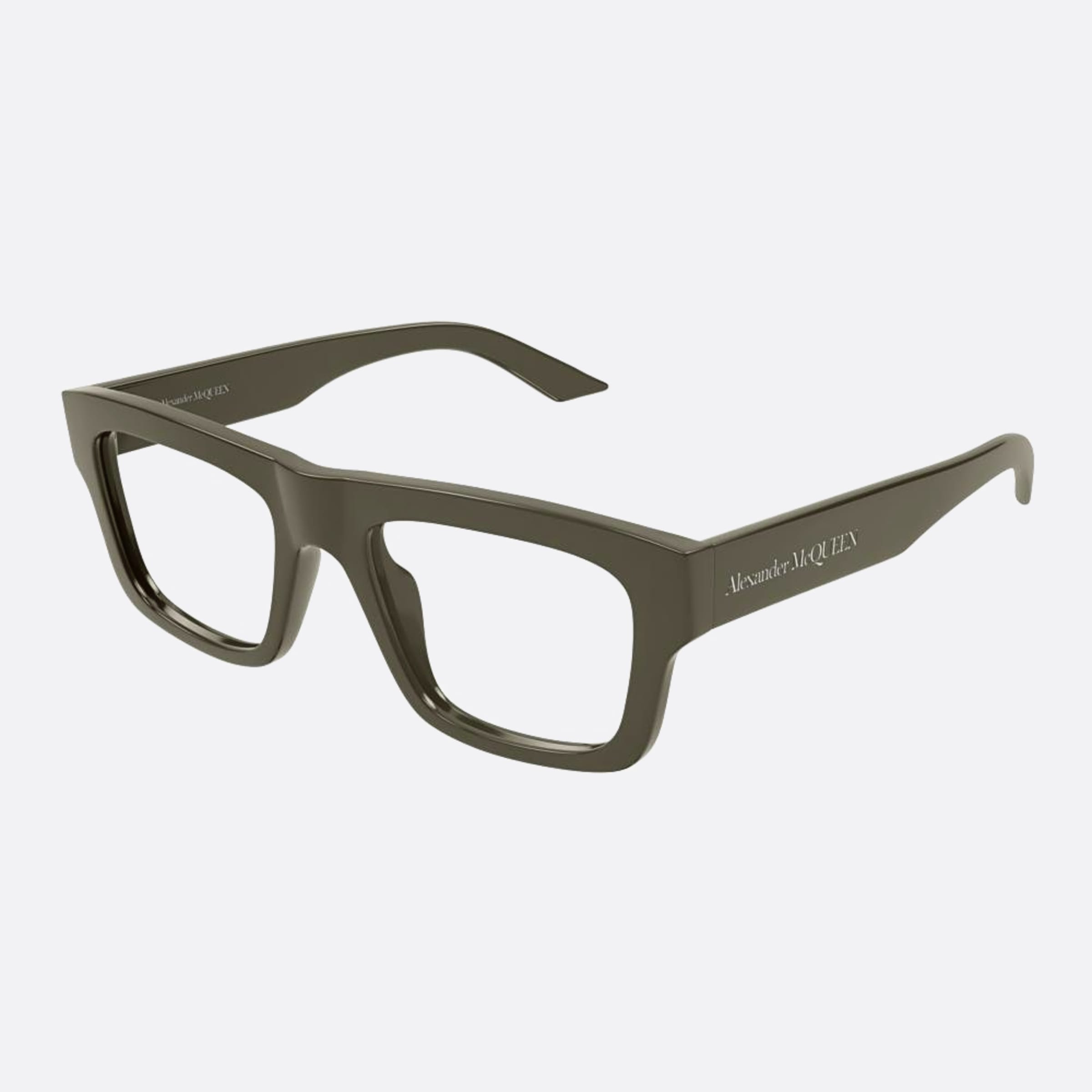 Alexander 52mm Mcqueen Brown Squared Man Eyeglasses - Side View