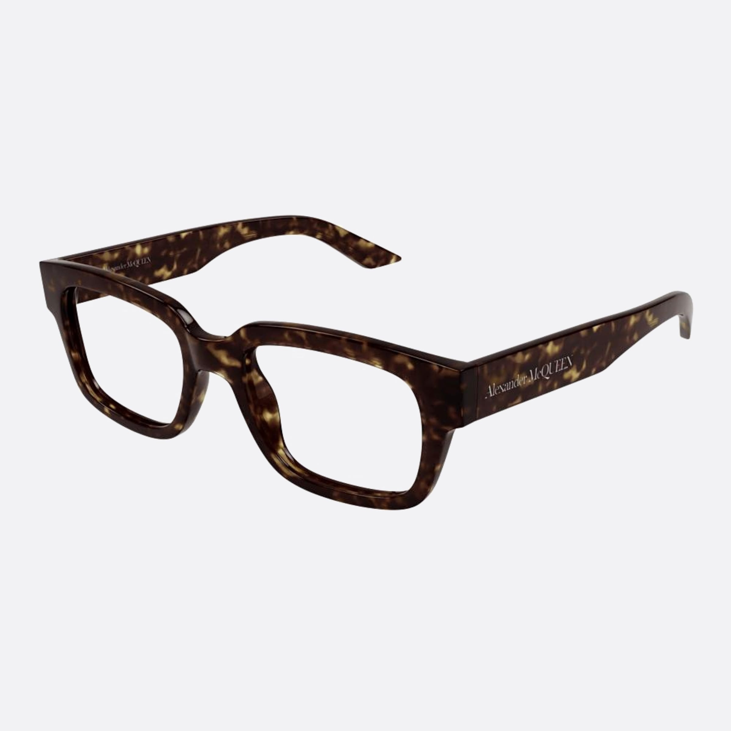 Alexander 52mm Mcqueen Havana Squared Man Eyeglasses - Side View