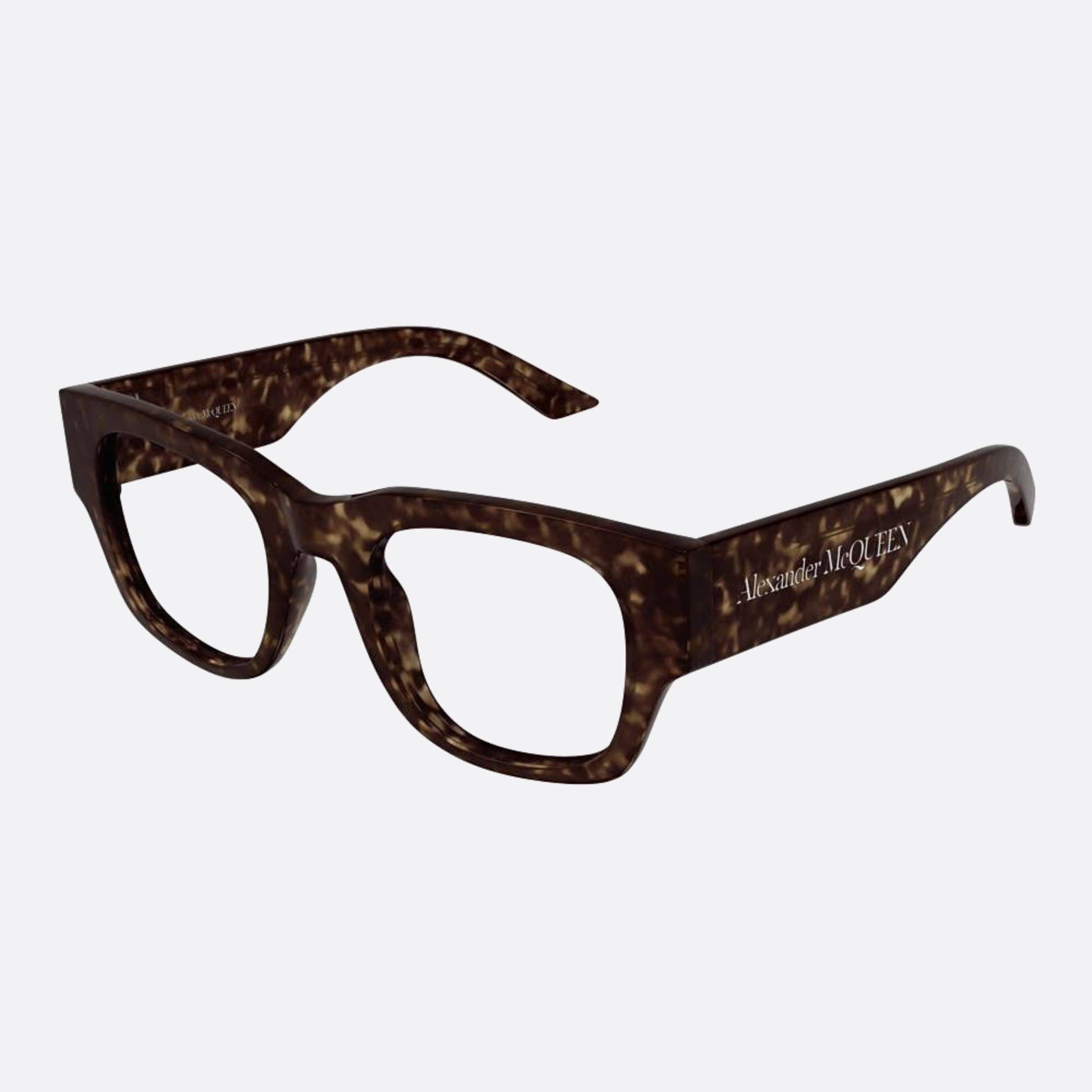 Alexander 50mm Mcqueen Havana Squared Woman Eyeglasses - Side View