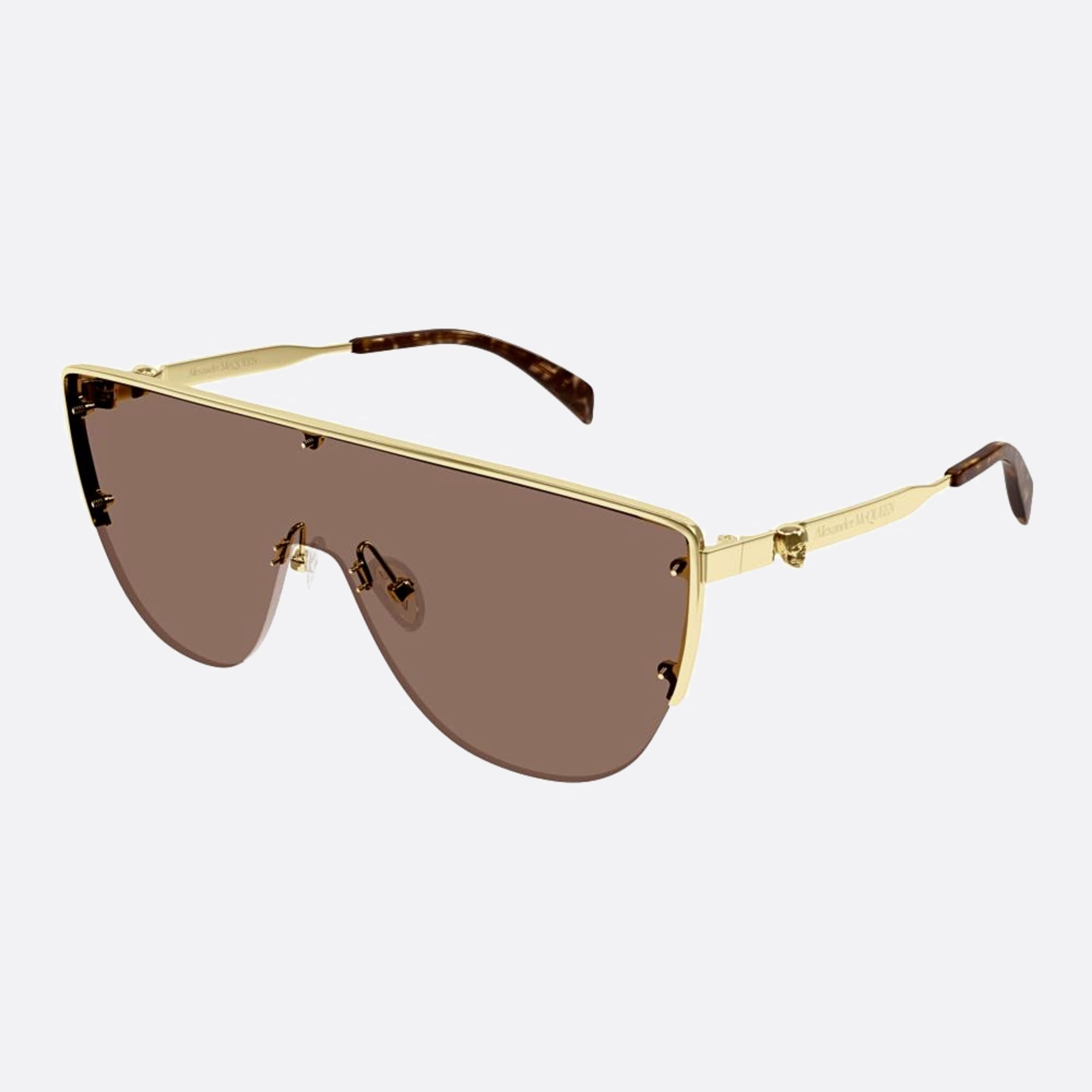 Alexander 99mm Mcqueen Gold Shield Man Sunglasses - Side View