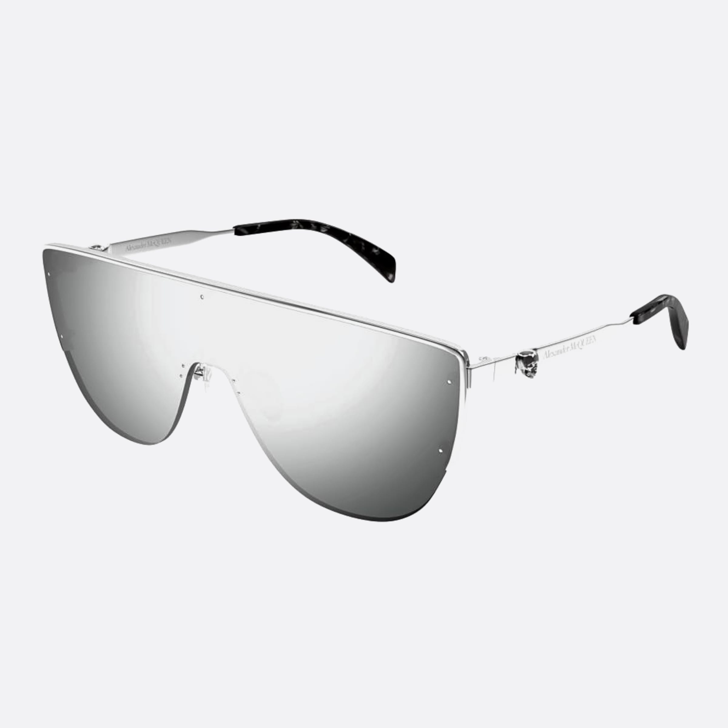 Alexander 99mm Mcqueen Sis Silver Shield Man Sunglasses - Side View
