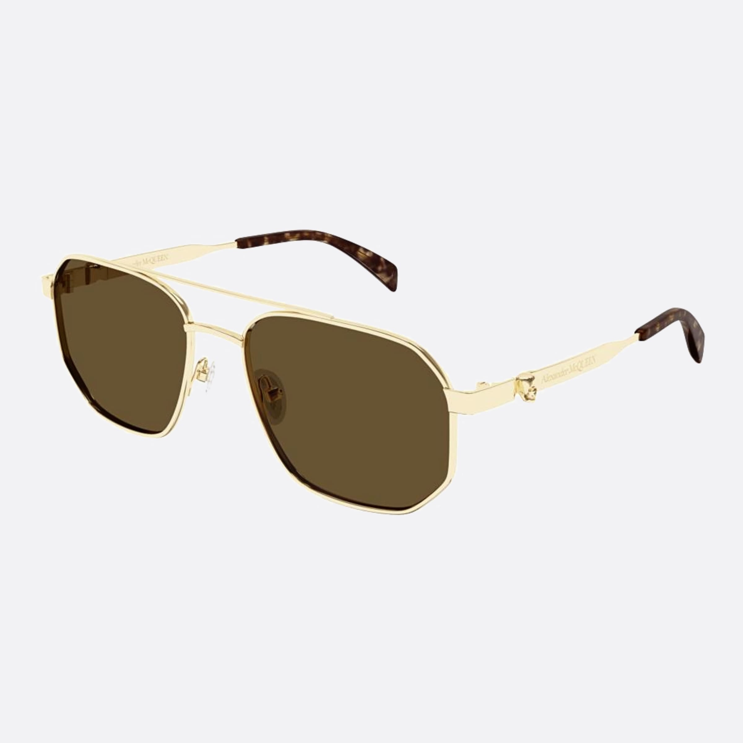 Alexander 58mm Mcqueen Gold Pilot Man Sunglasses - Side View
