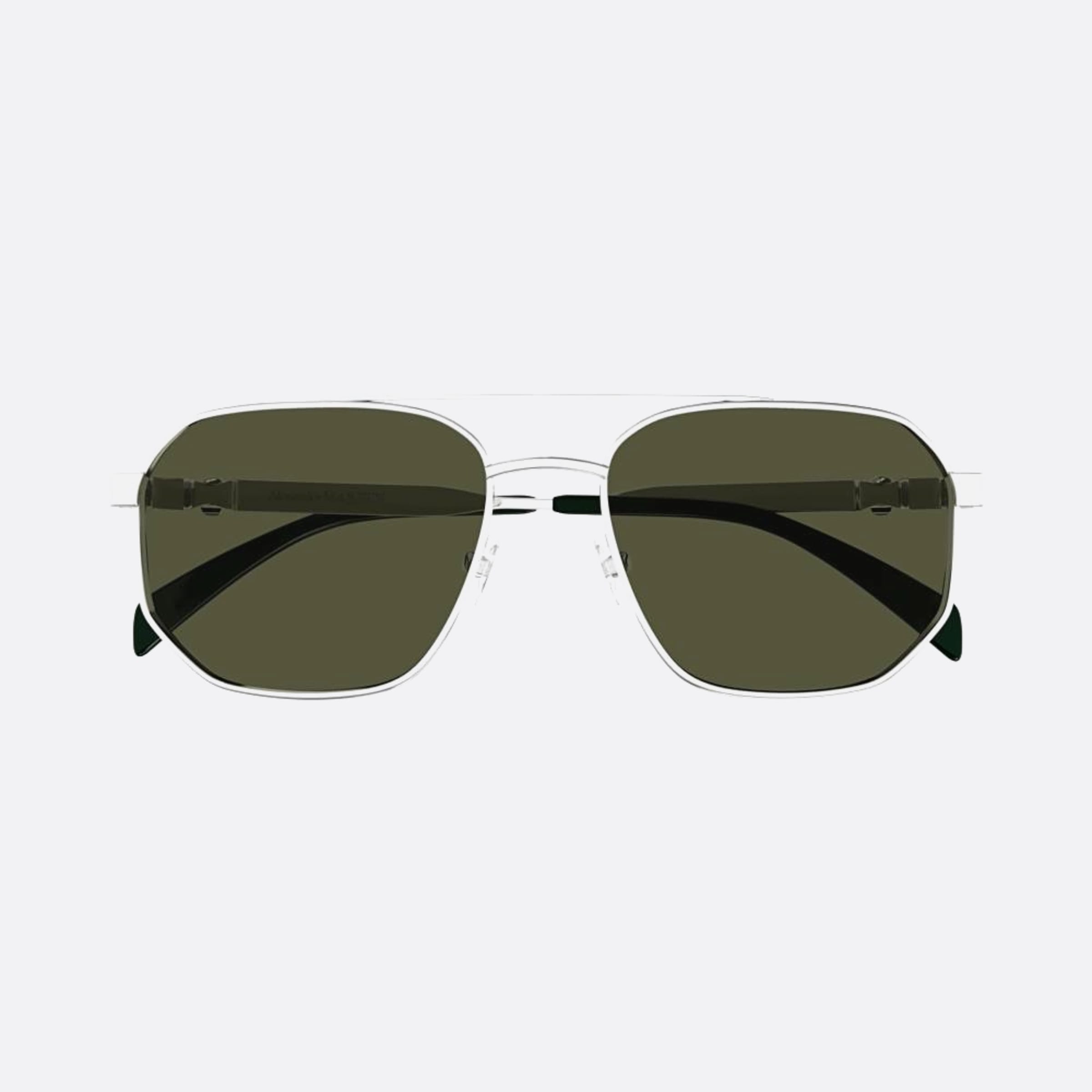 Alexander 58mm Mcqueen Silver Pilot Man Sunglasses - Main View