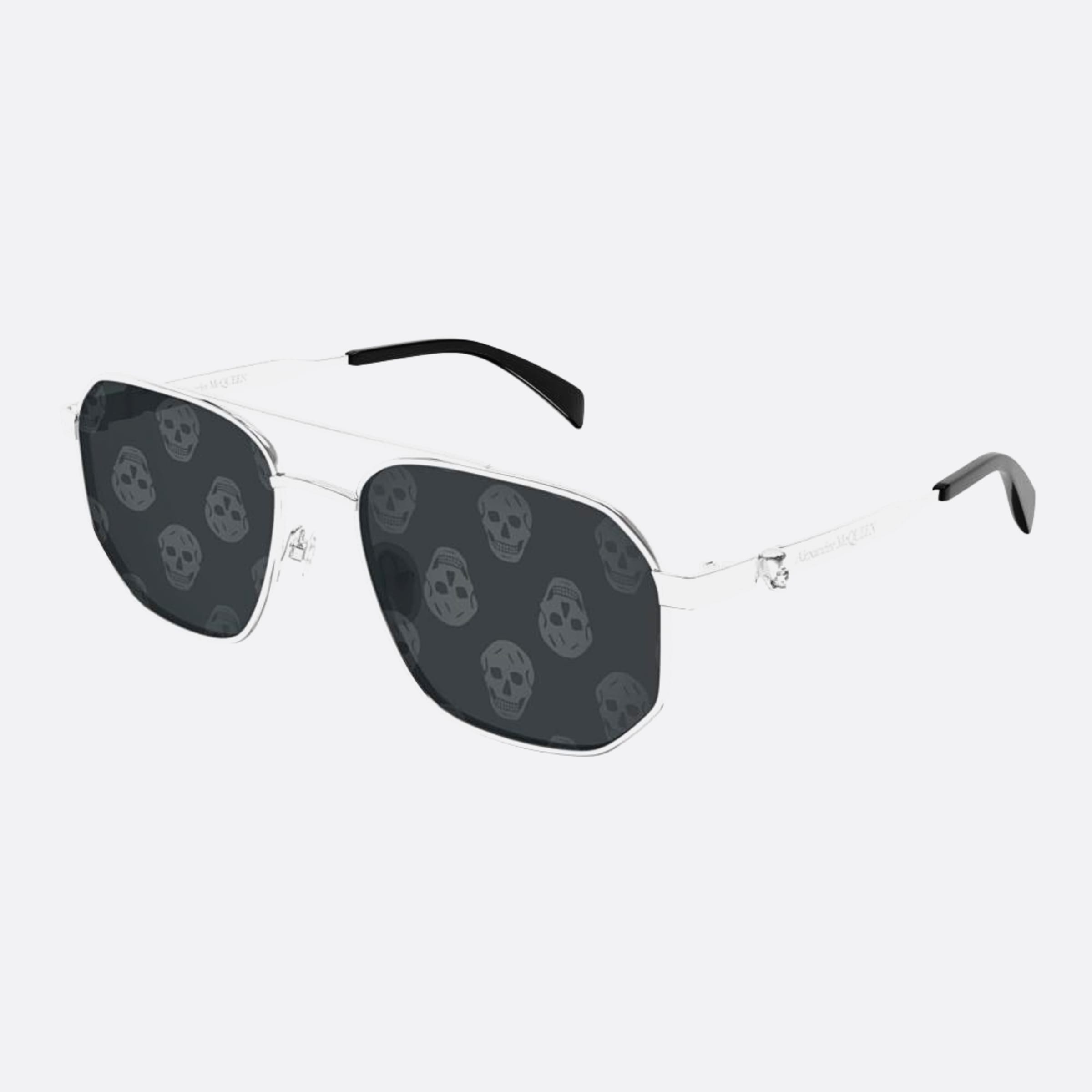 Alexander 58mm Mcqueen Sgr Silver Pilot Man Sunglasses - Side View