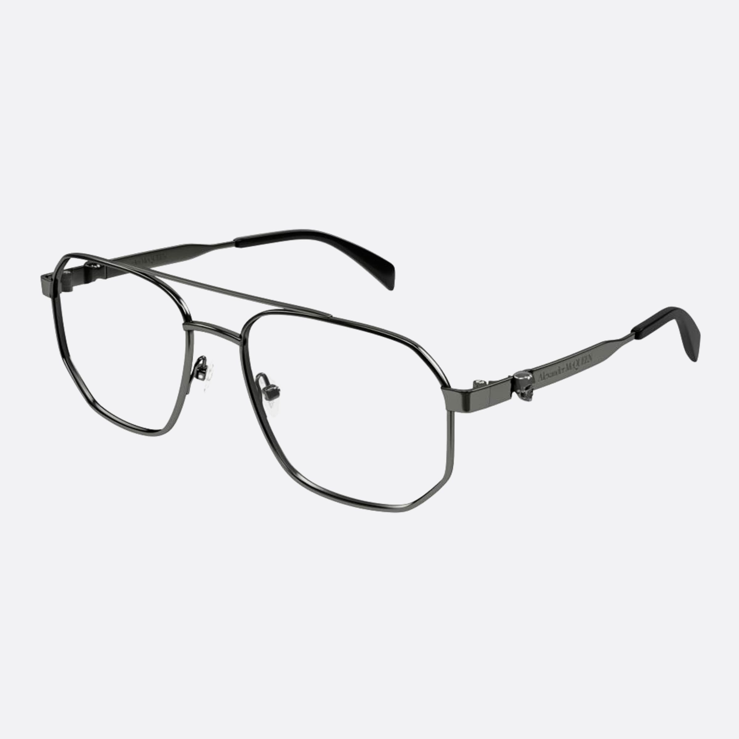 Alexander 57mm Mcqueen Black Pilot Man Eyeglasses - Side View