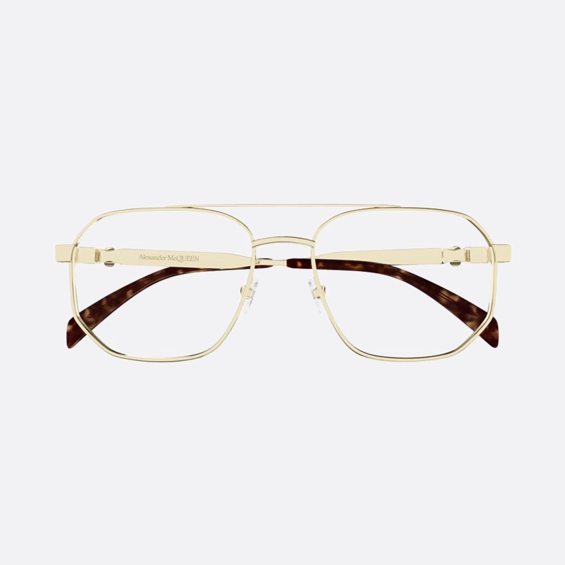 Alexander 57mm Mcqueen Gold Pilot Man Eyeglasses - Main View