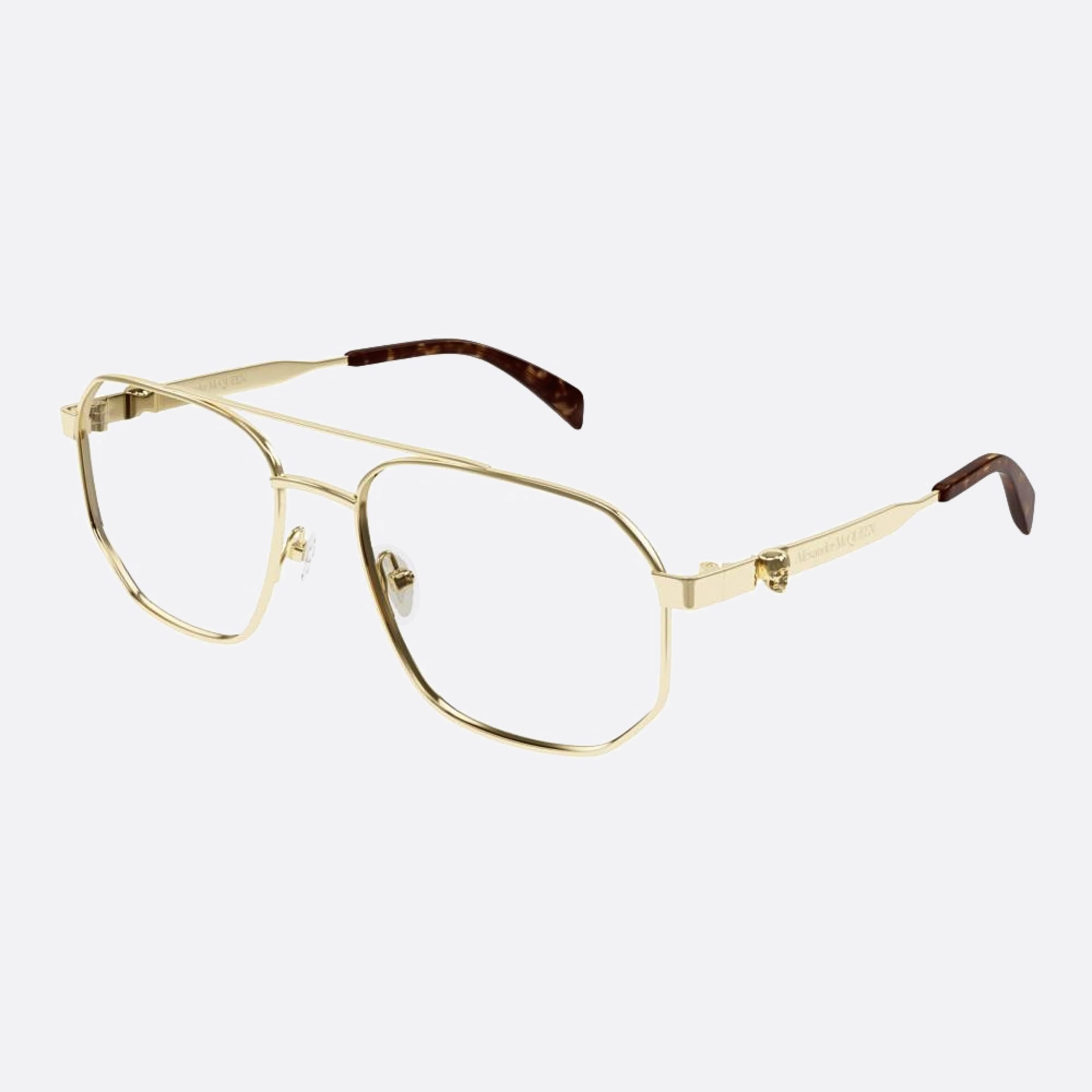 Alexander 57mm Mcqueen Gold Pilot Man Eyeglasses - Side View