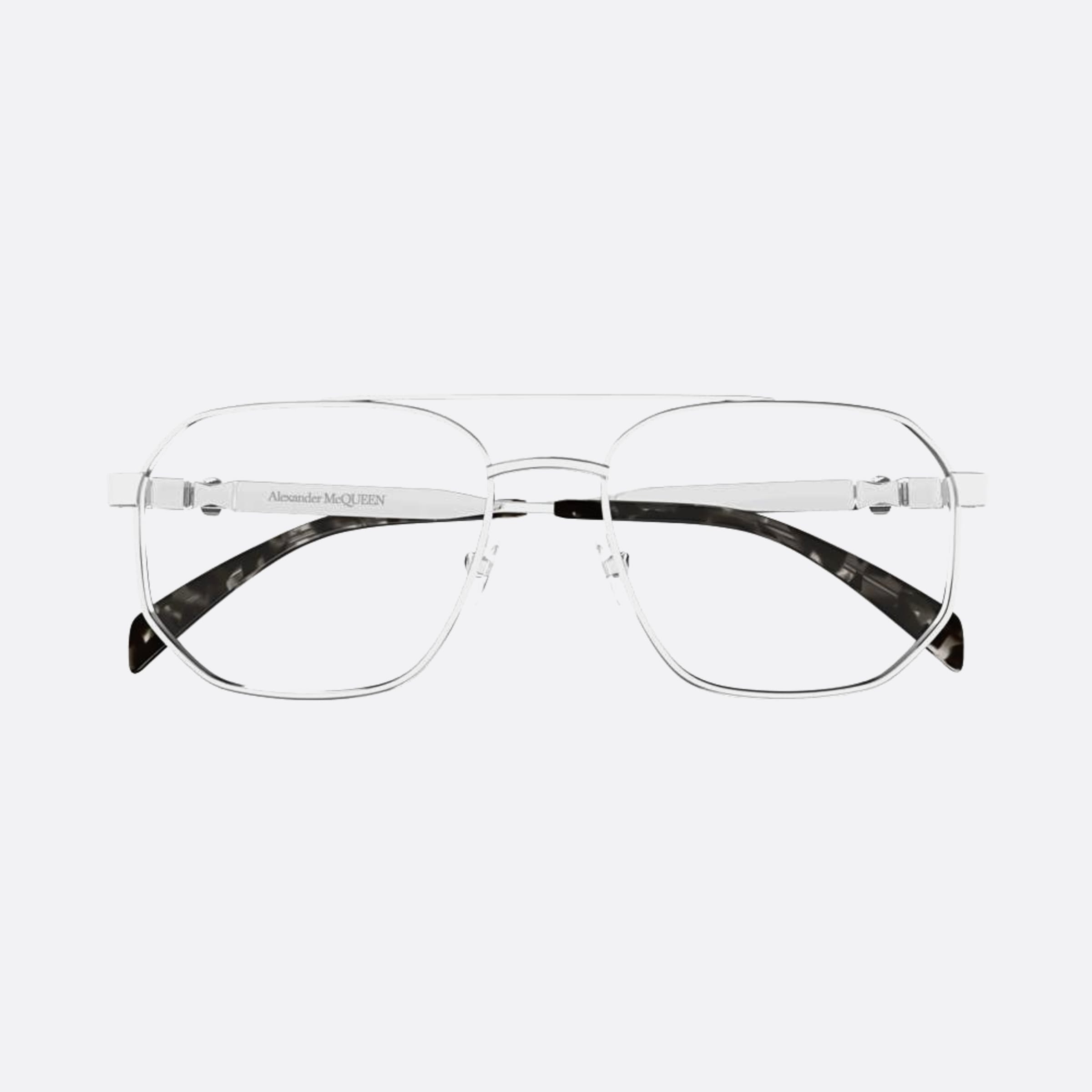 Alexander 57mm Mcqueen Silver Pilot Man Eyeglasses - Main View
