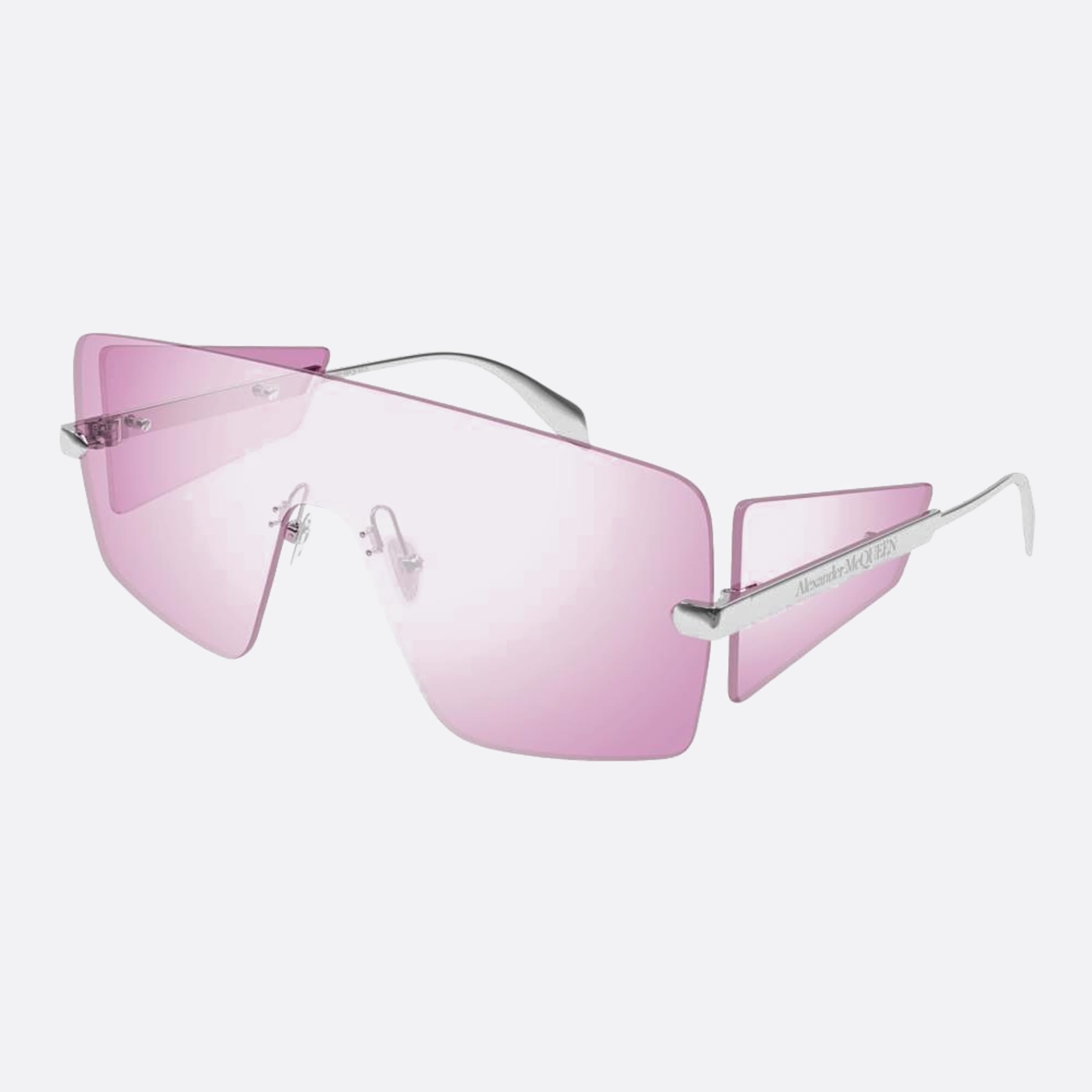 Alexander 99mm Mcqueen Silver Shield Man Sunglasses - Side View