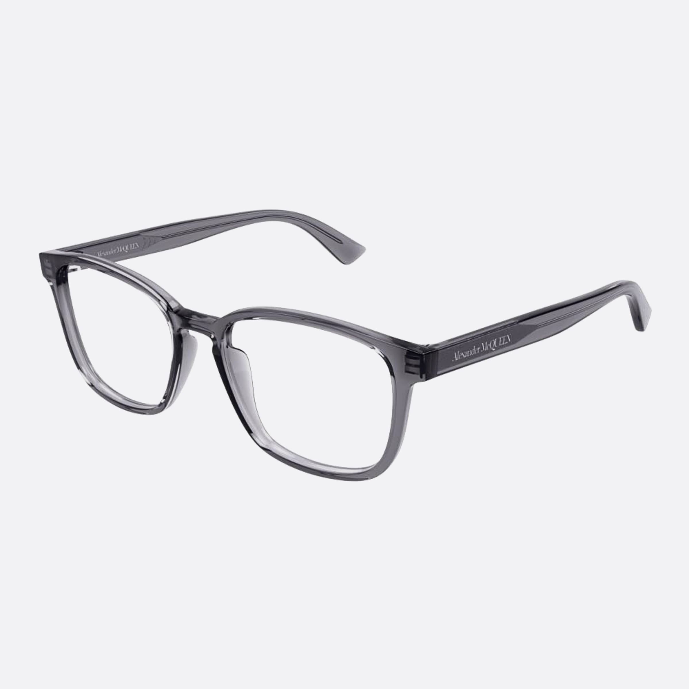 Alexander 53mm Mcqueen Grey Squared Man Eyeglasses - Side View