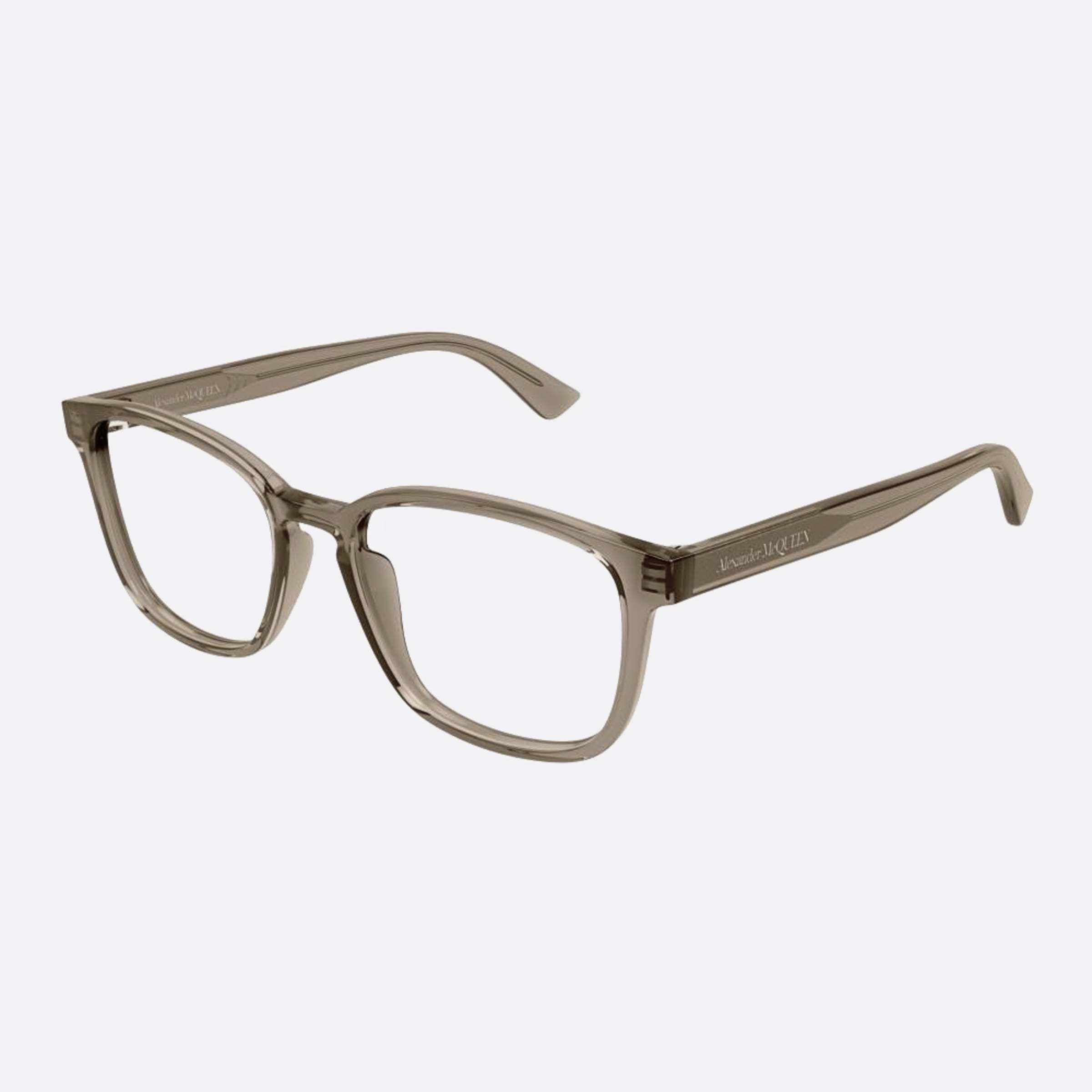 Alexander 53mm Mcqueen Brown Squared Man Eyeglasses - Side View