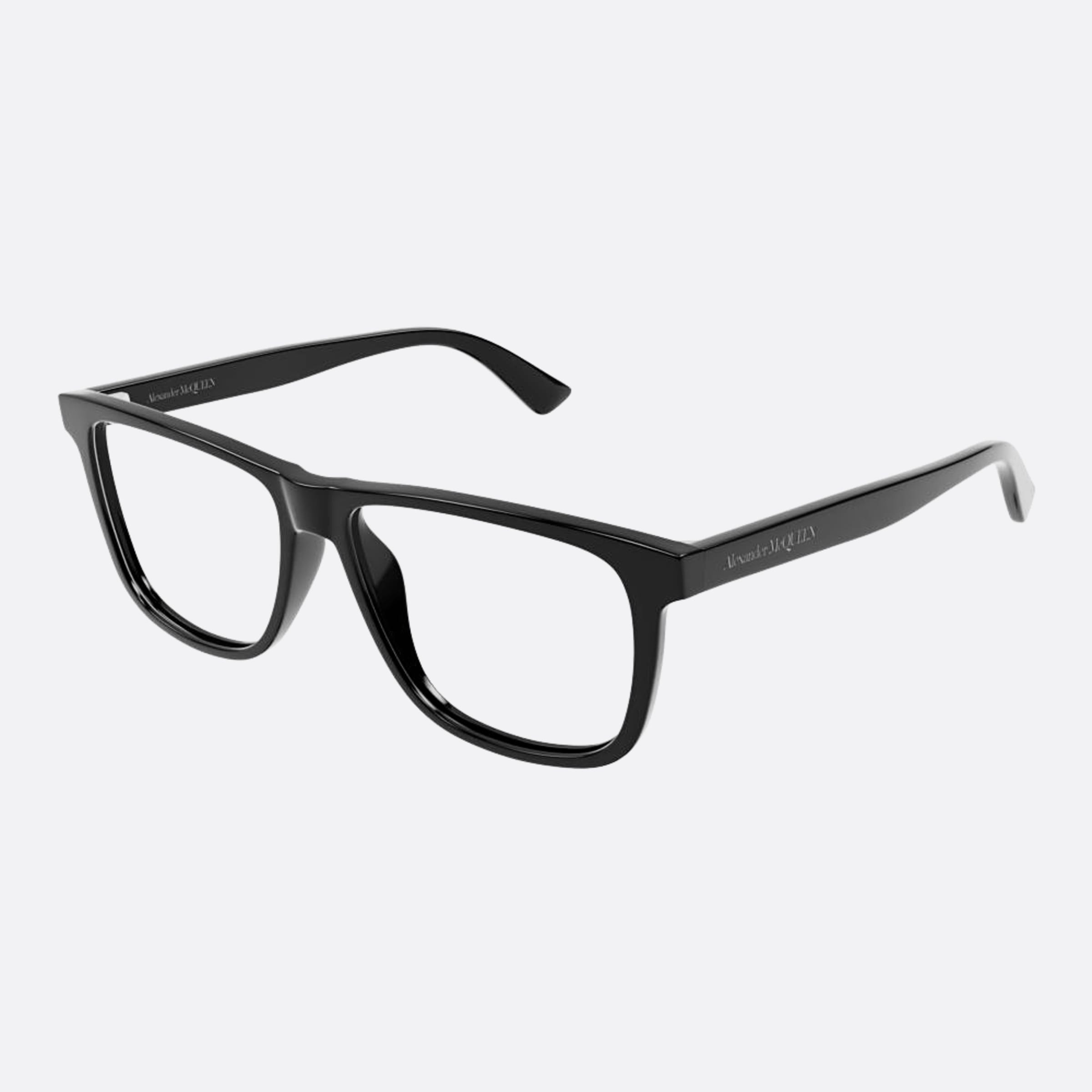 Alexander 56mm Mcqueen Black Squared Man Eyeglasses - Side View