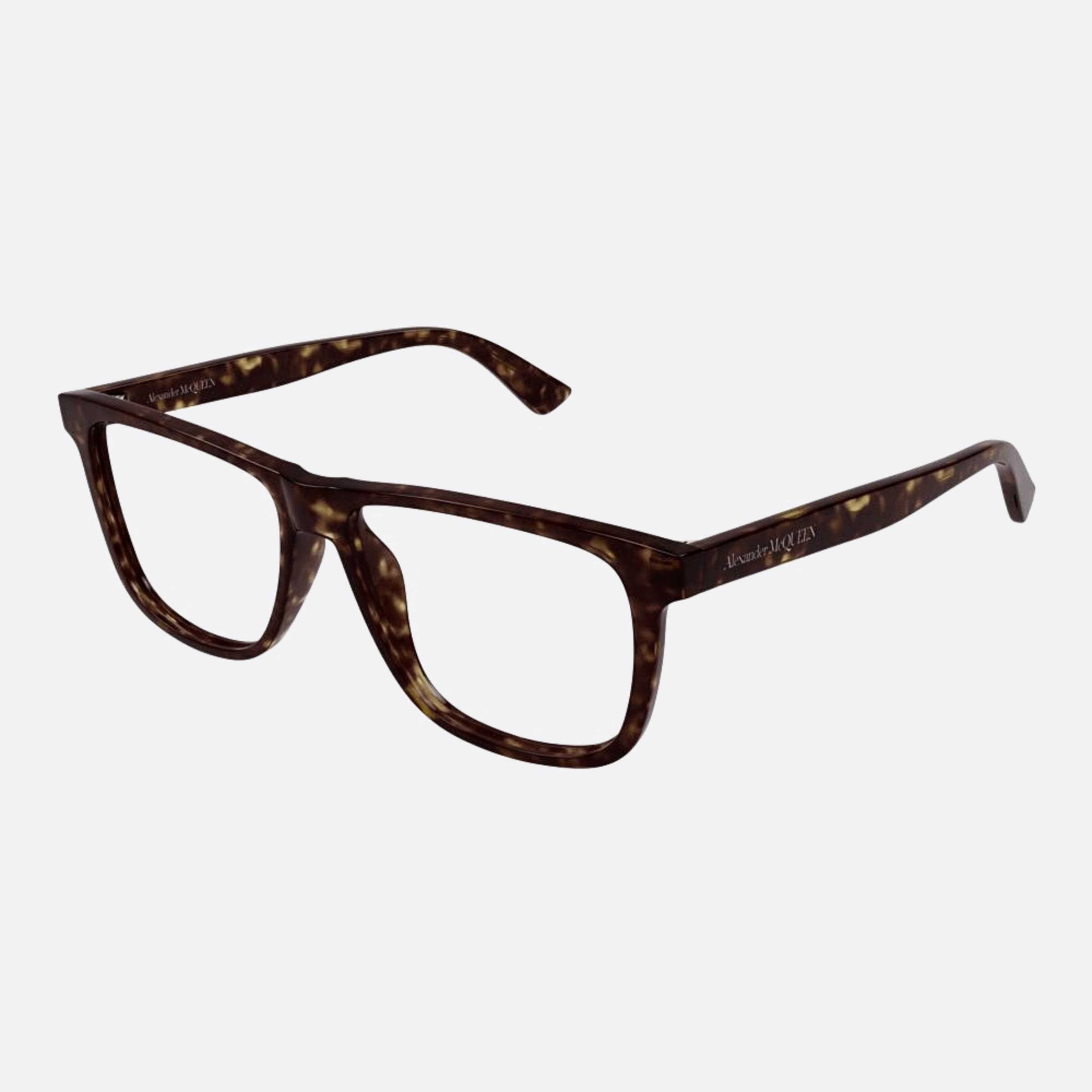 Alexander 56mm Mcqueen Havana Squared Man Eyeglasses - Side View